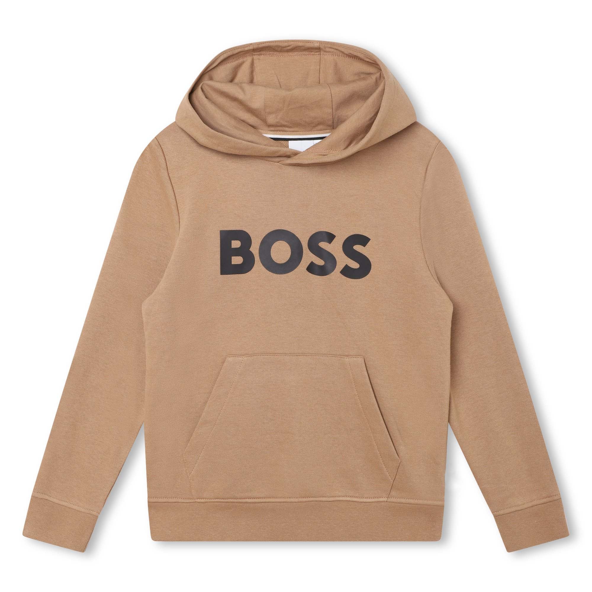 Boys Camel Hooded Cotton Sweatshirt