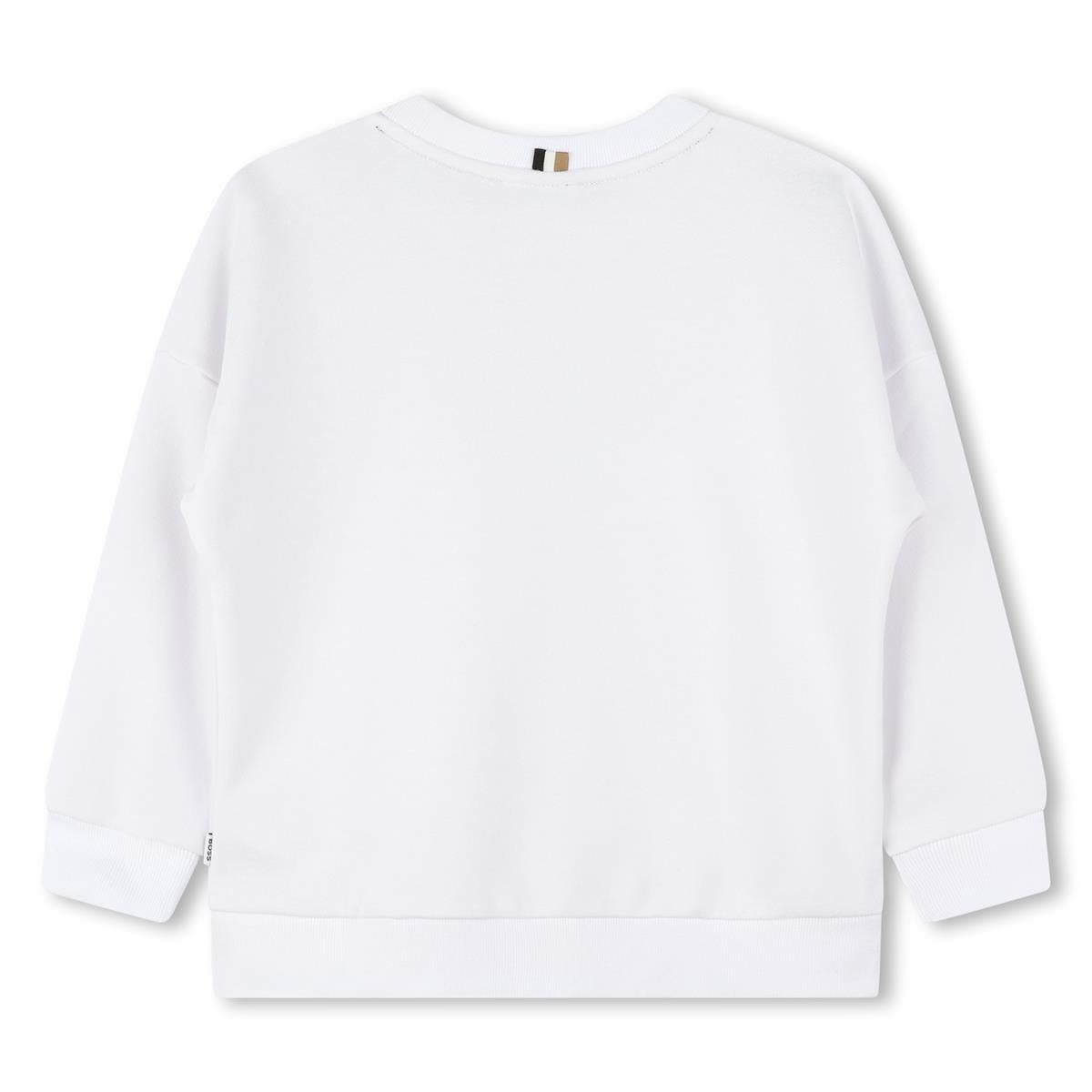 Boys White Logo Cotton Sweatshirt