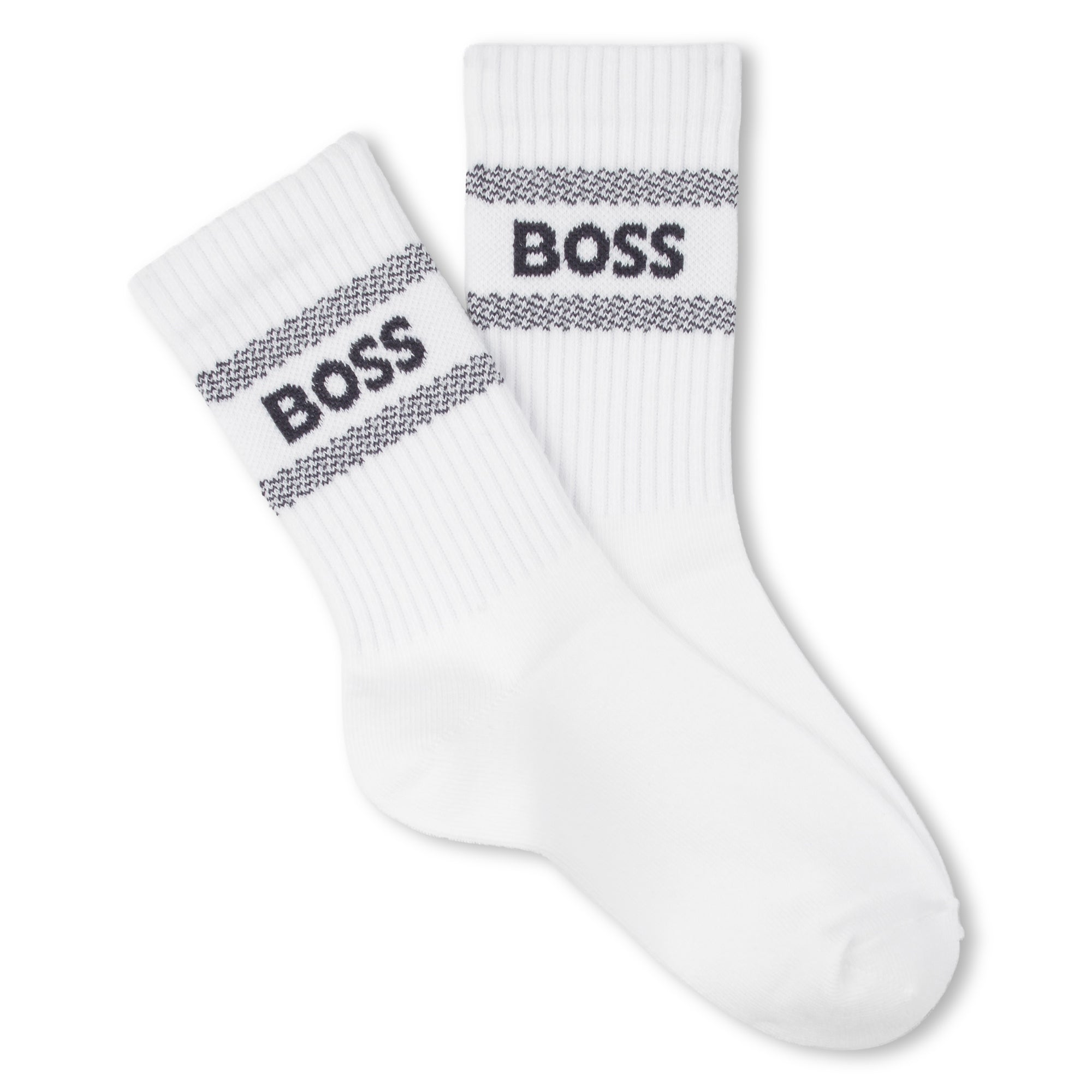 Boys Black & White Logo Cotton Socks Set(2 Pack)