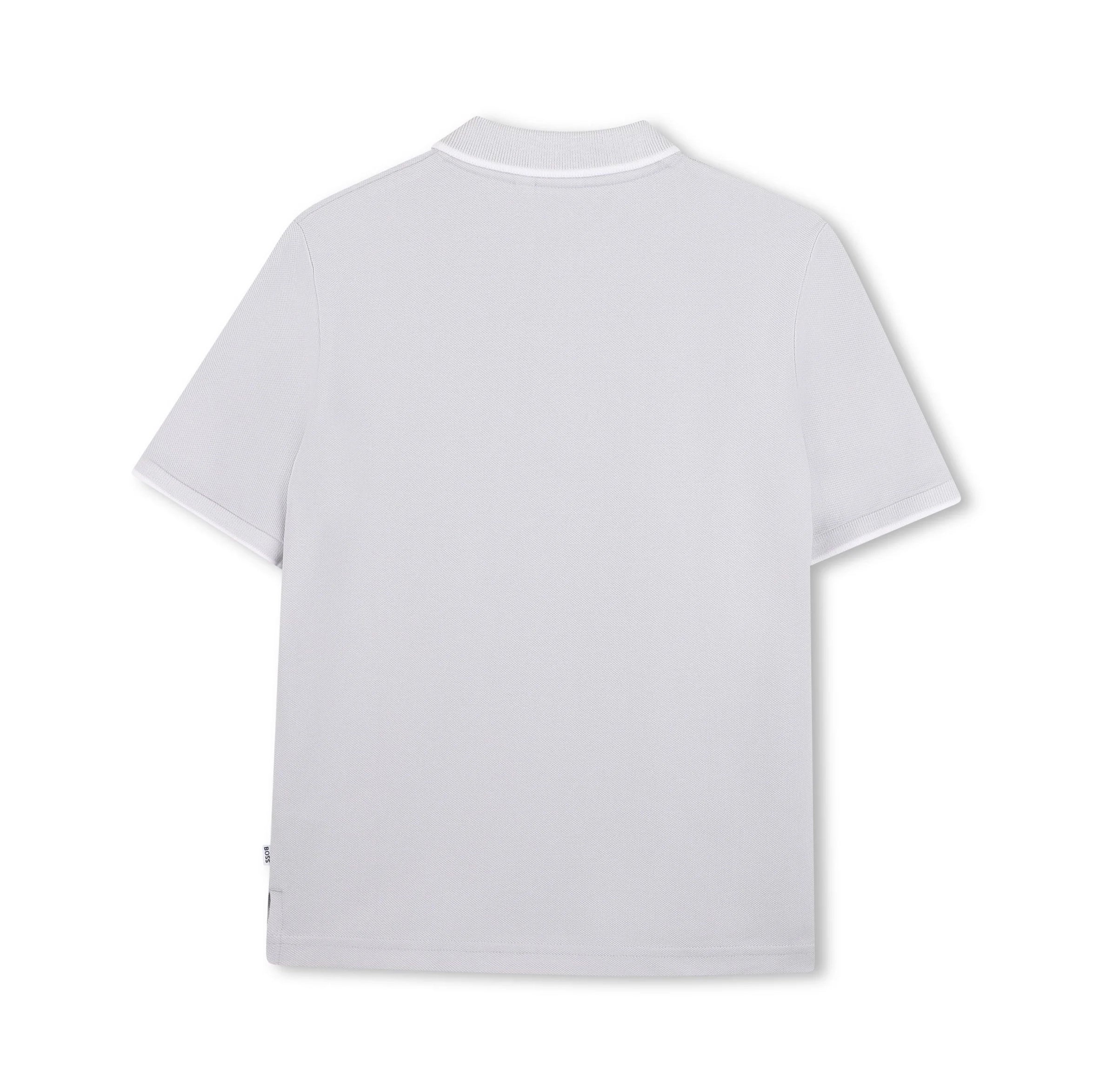 Boys Grey Blue Cotton Polo Shirt