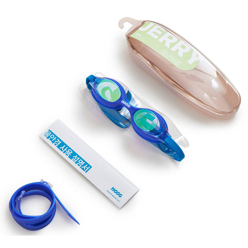 Lunettes de natation en caoutchouc bleu pour garçons et filles (JERRY-GDBL)