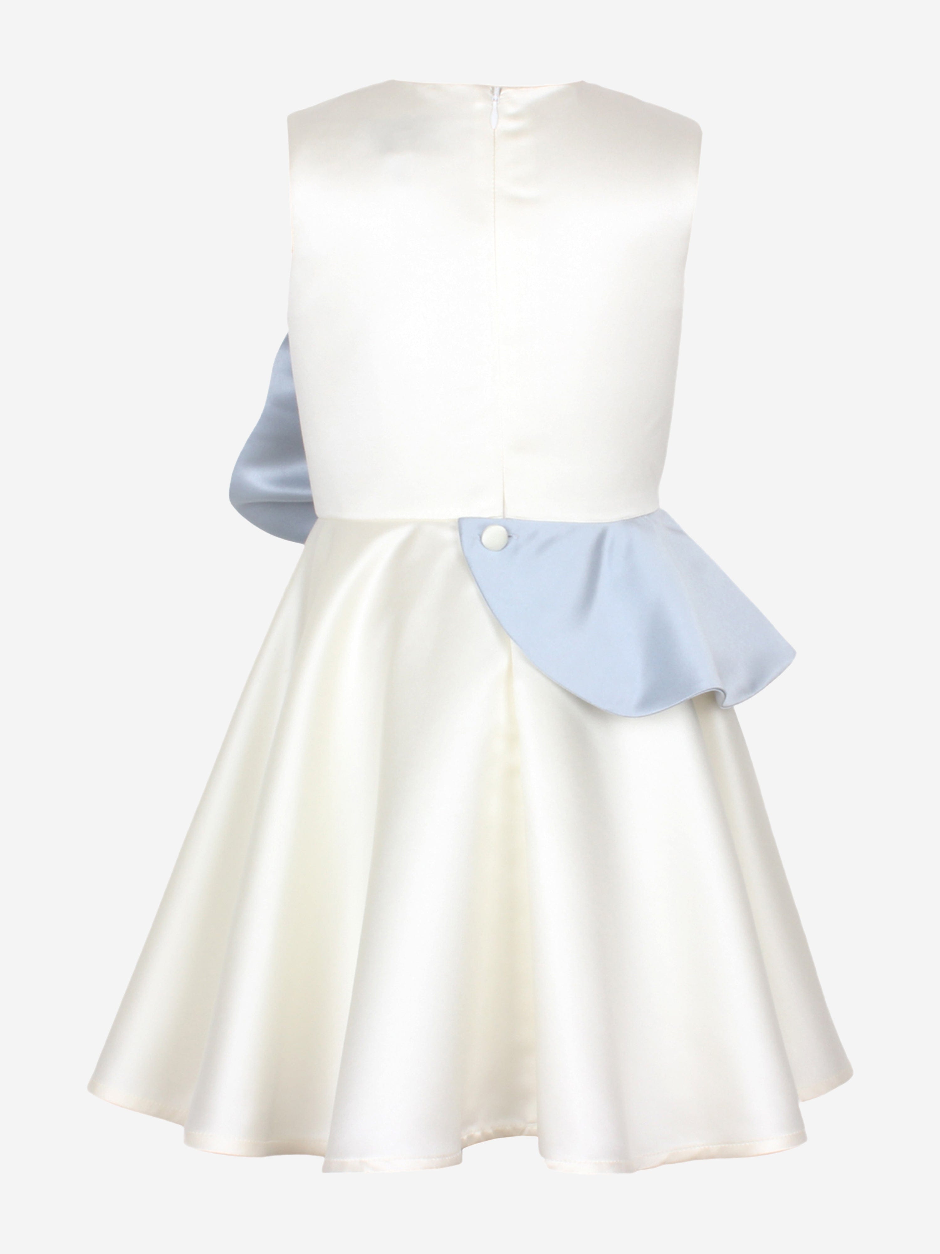 Girls Florette Satin Dress in White