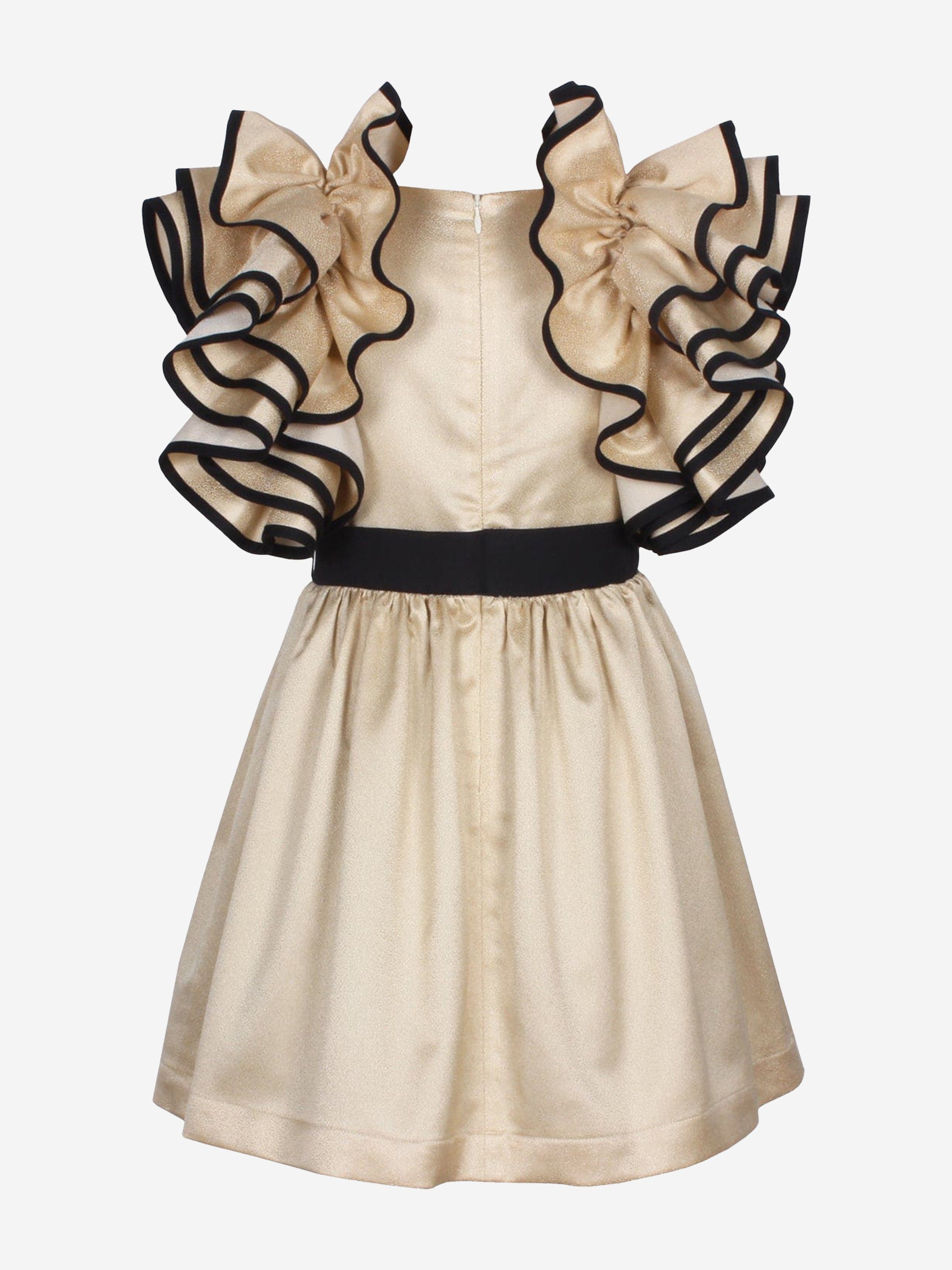 Girls Orangey Sparkle Dress in Gold