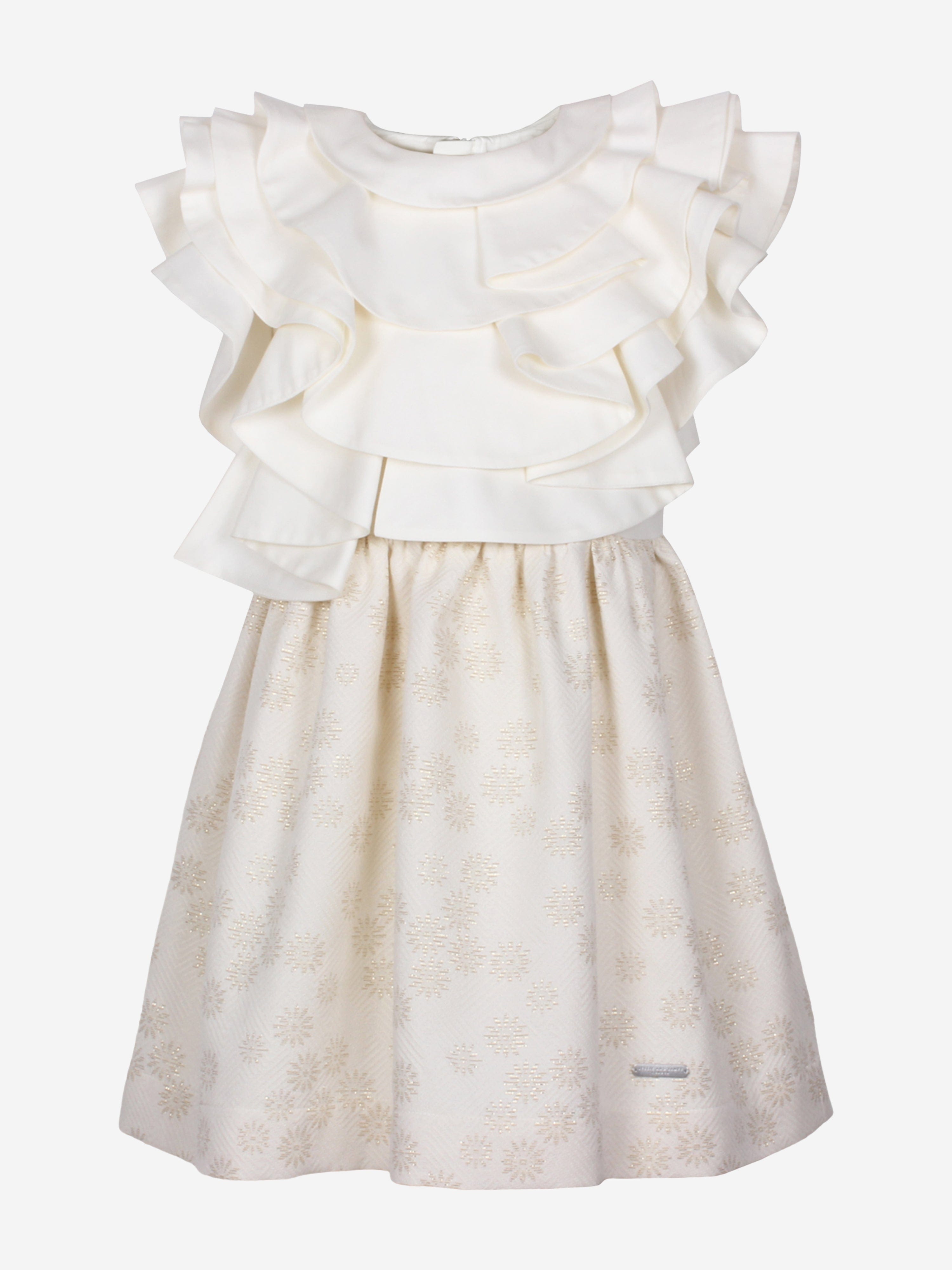 Girls Glissage Daisy Jacquard Dress in Gold