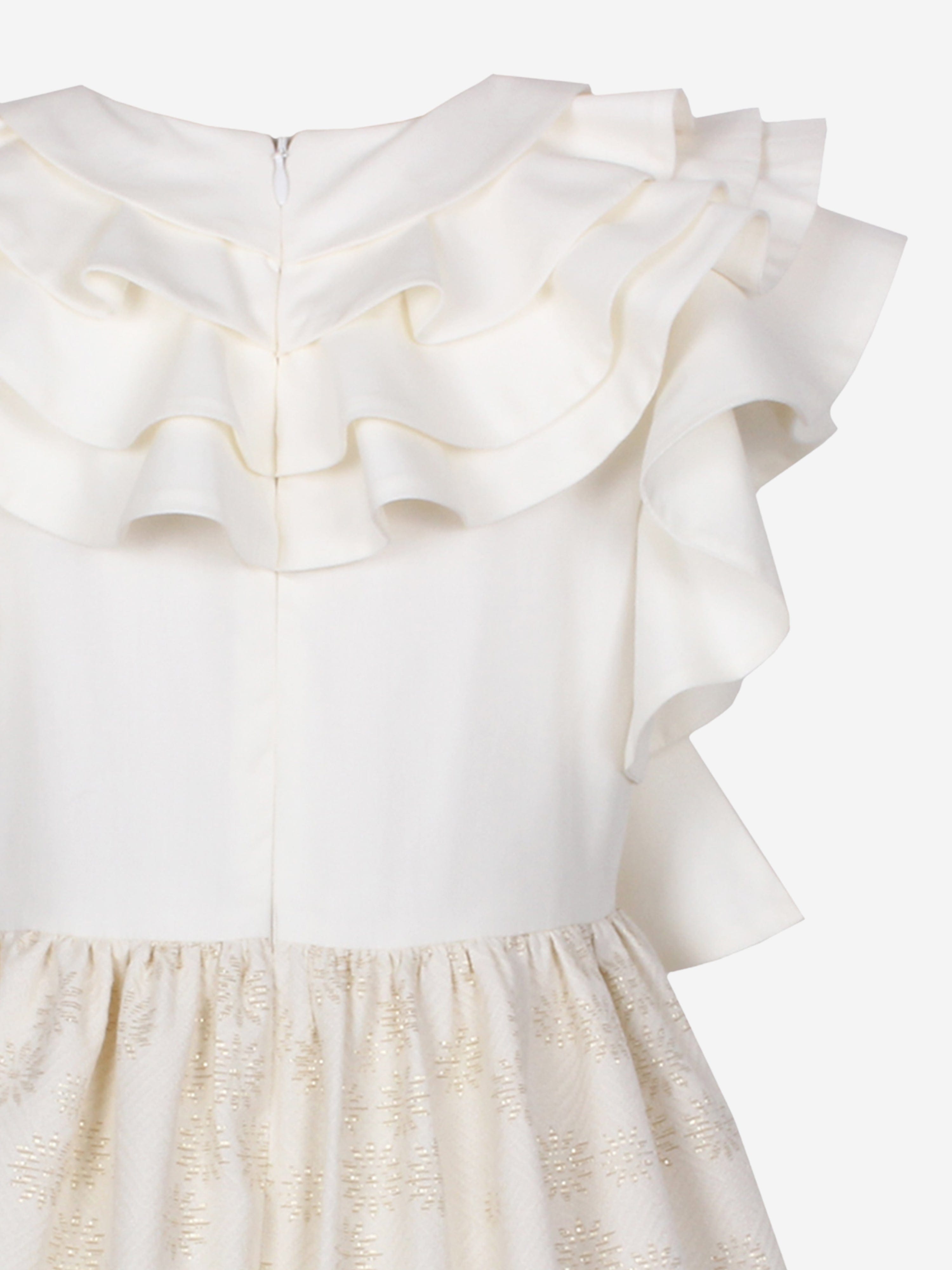 Girls Glissage Daisy Jacquard Dress in Gold