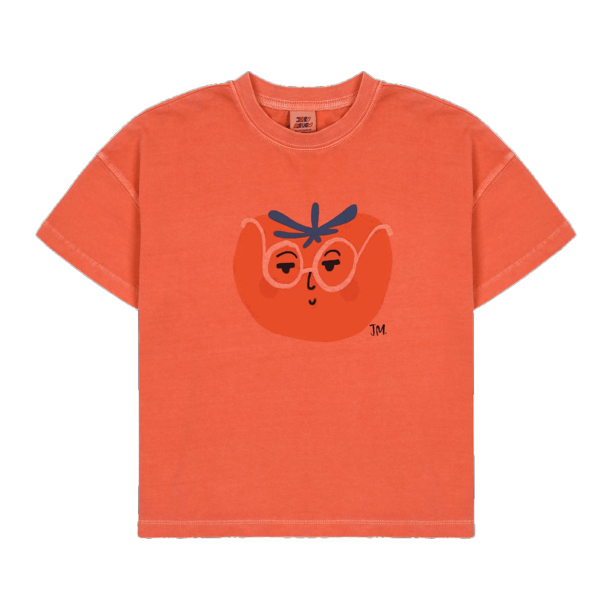 Girls Orange Printed Cotton T-Shirt