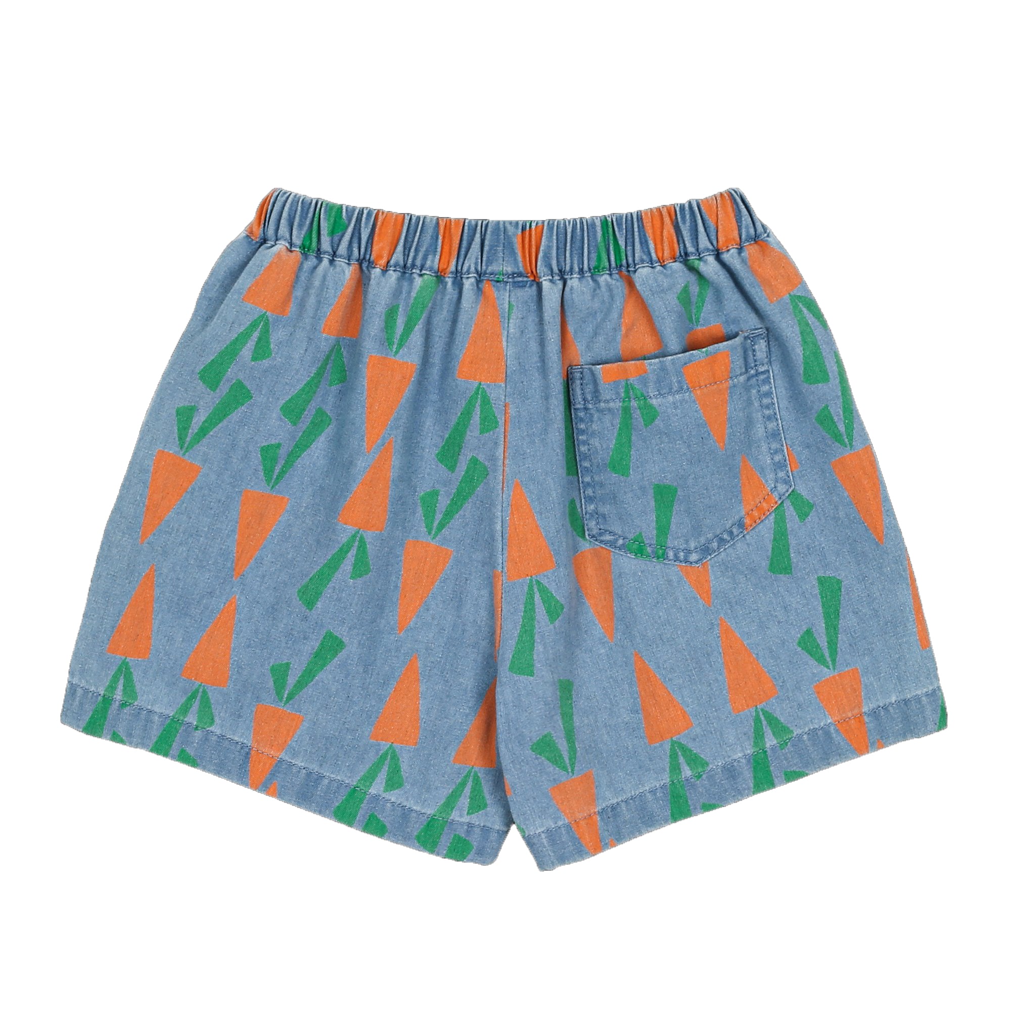 Boys & Girls Blue Carrot Printed Denim Shorts