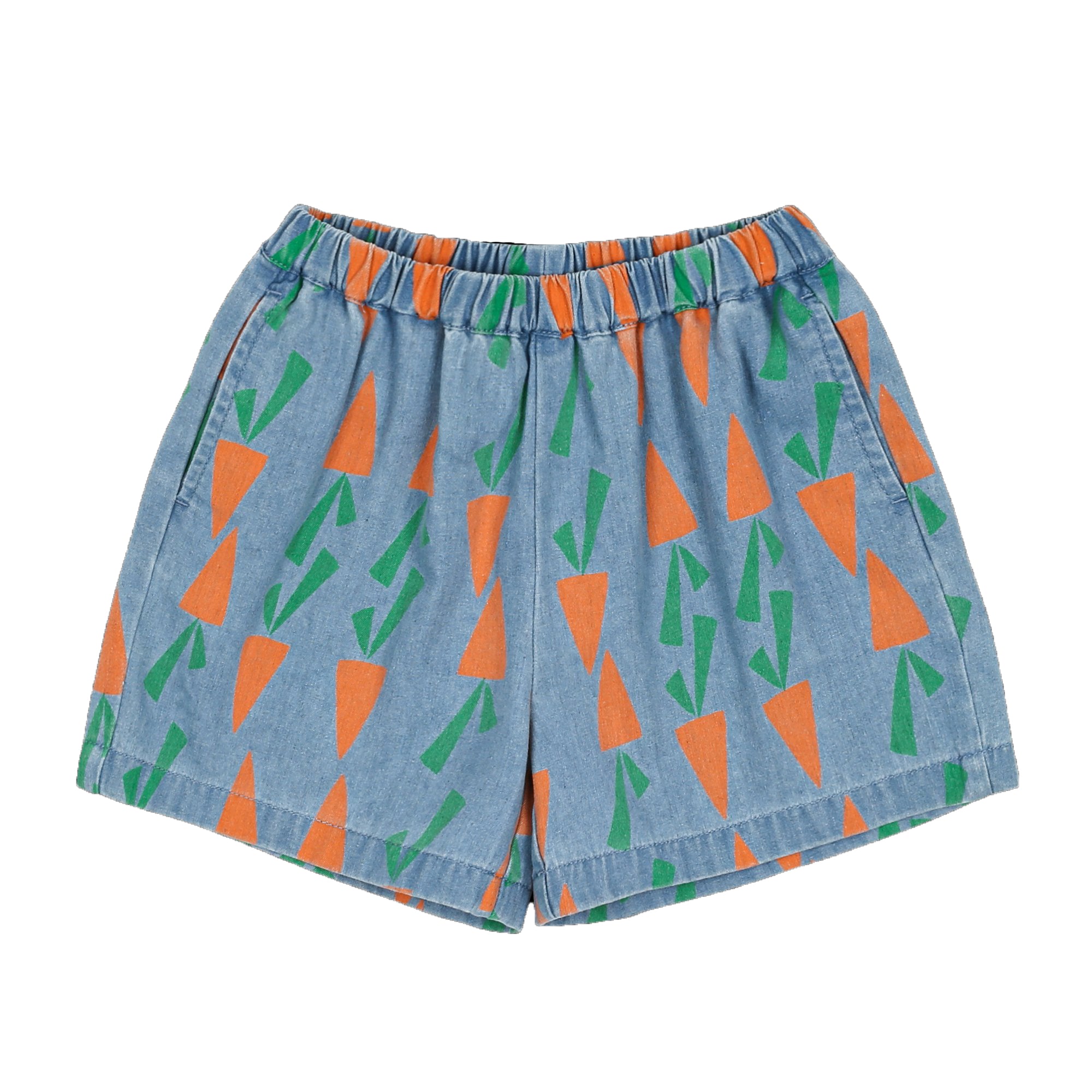 Boys & Girls Blue Carrot Printed Denim Shorts