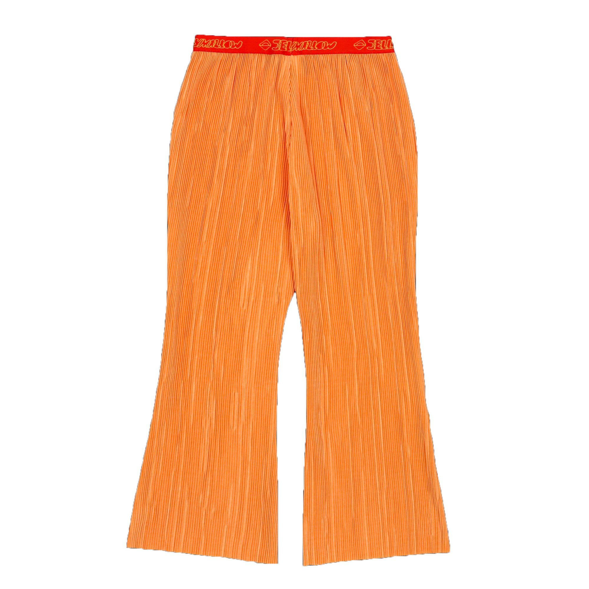 Girls Orange Pleats Flare Trousers