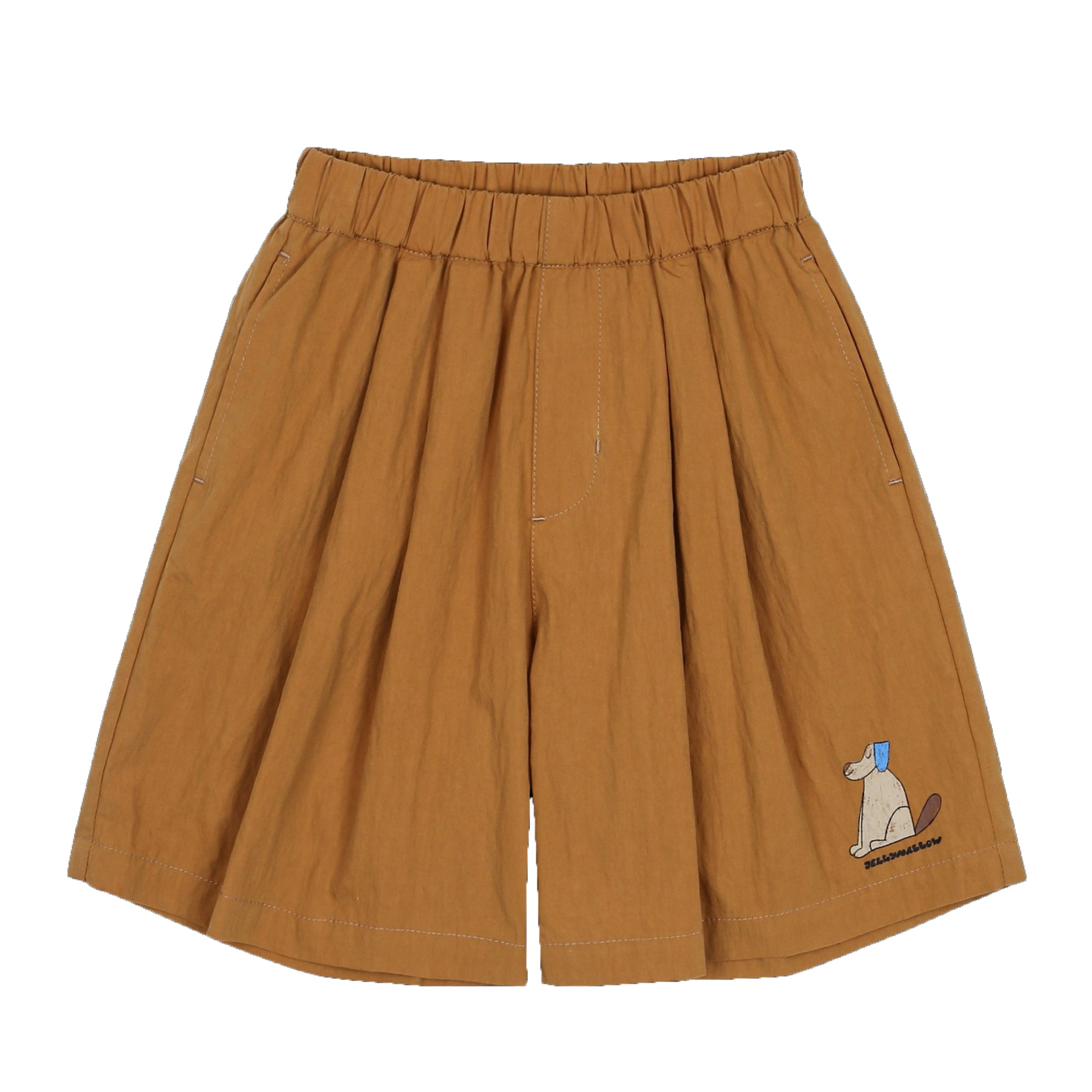 Girls Brown Printed Cotton Shorts
