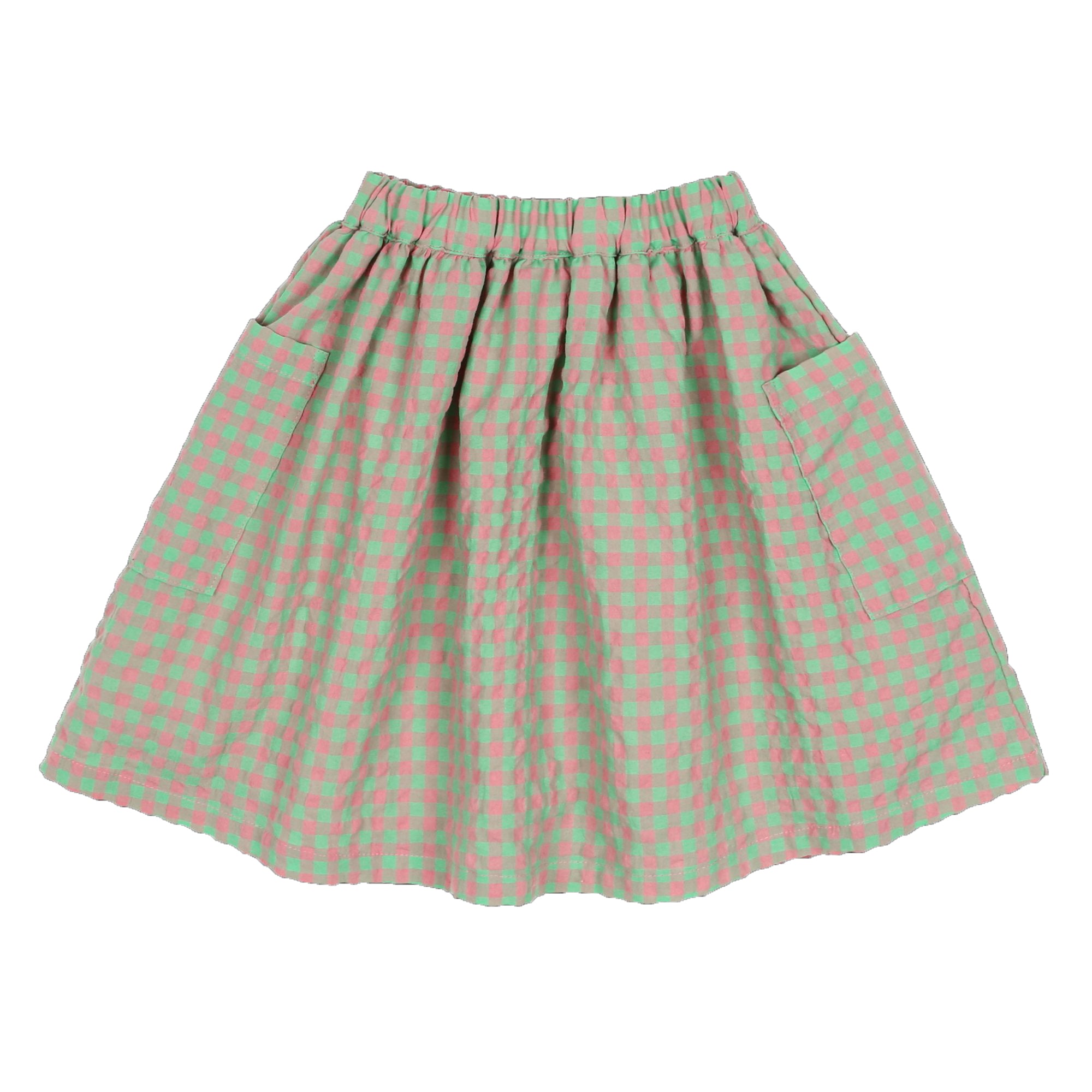 Girls Green Check Cotton Skirt