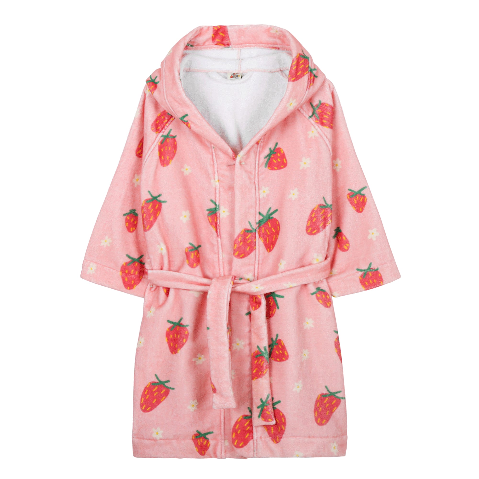 Girls Pink Strawberry Bathrobe