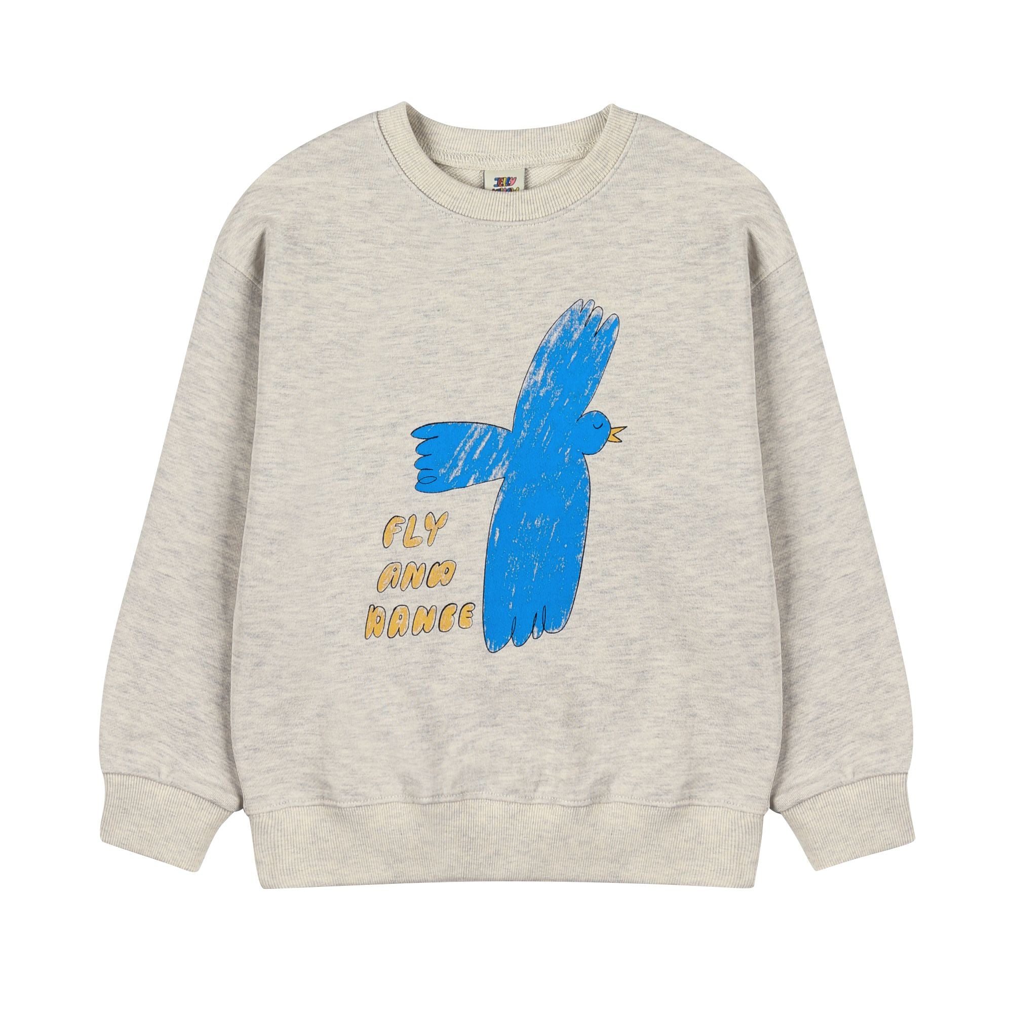 Boys & Girls Oatmeal Bird Printed Cotton Sweatshirt
