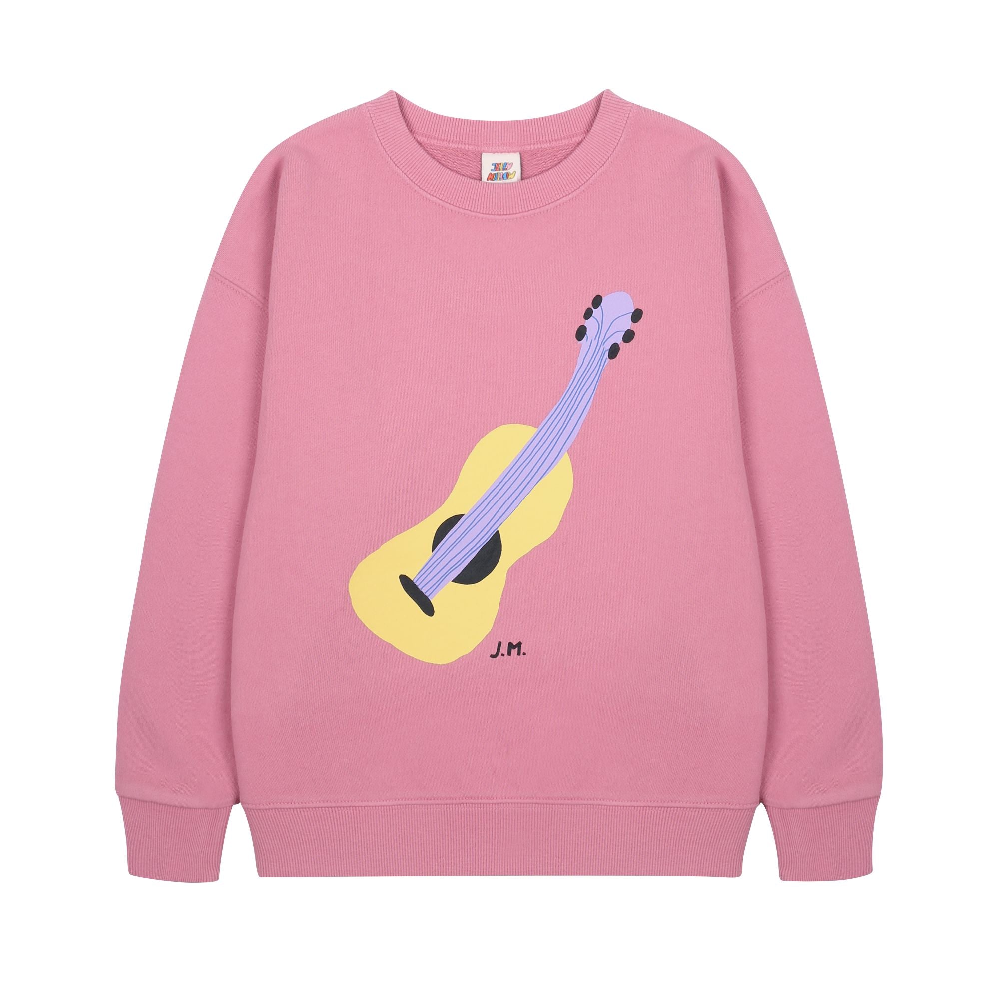 Boys & Girls Pink Guitar Printed Cotton Sweatshirt