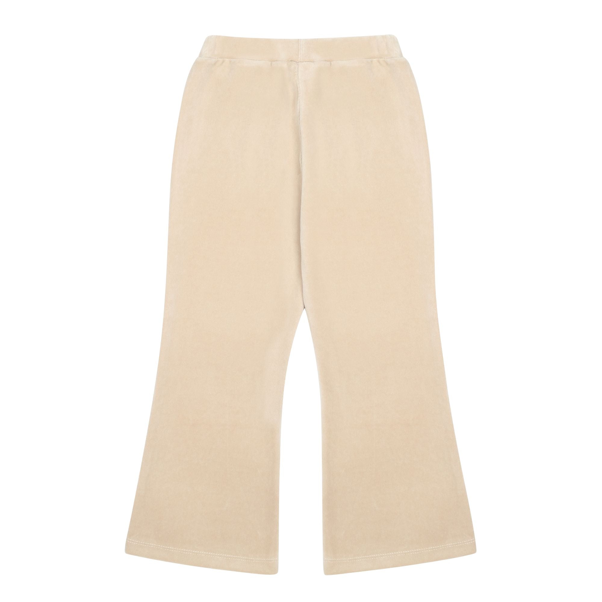 Girls Beige Velvet Flare Trousers