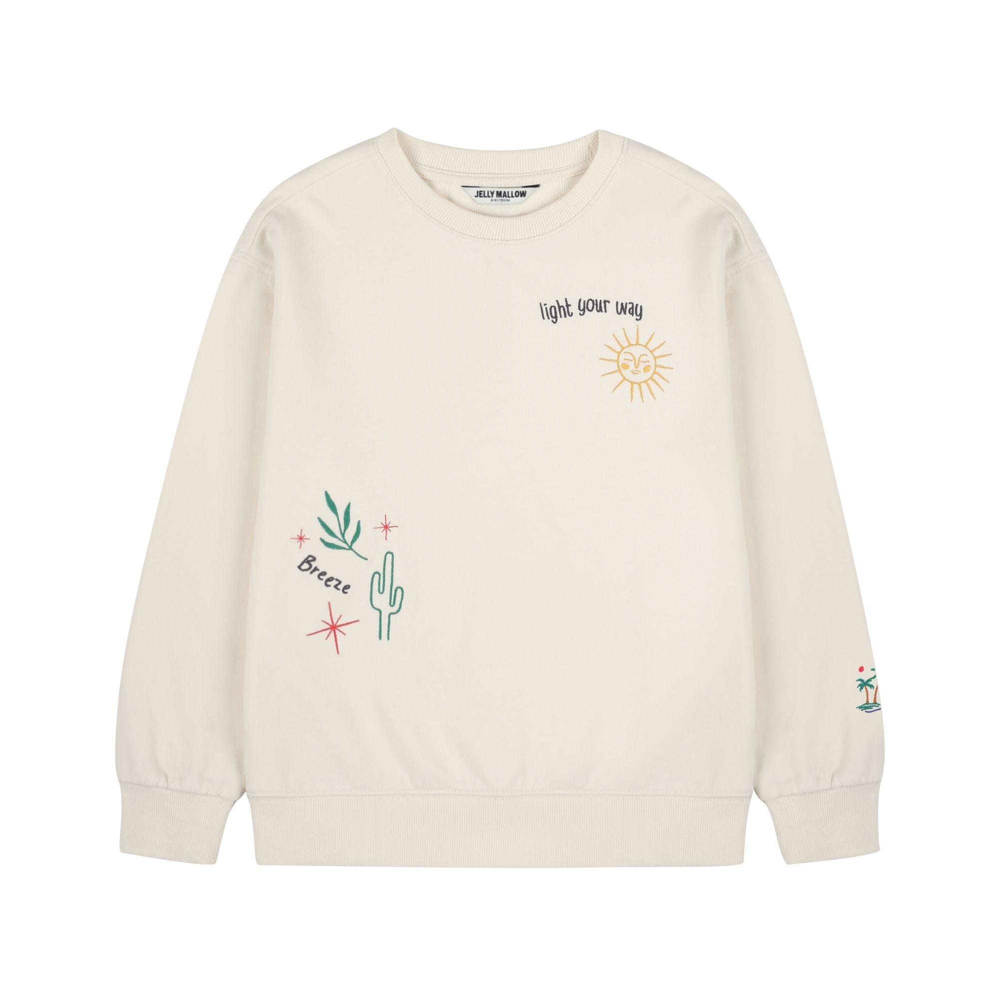 Boys & Girls White Embroidered Cotton Sweatshirt