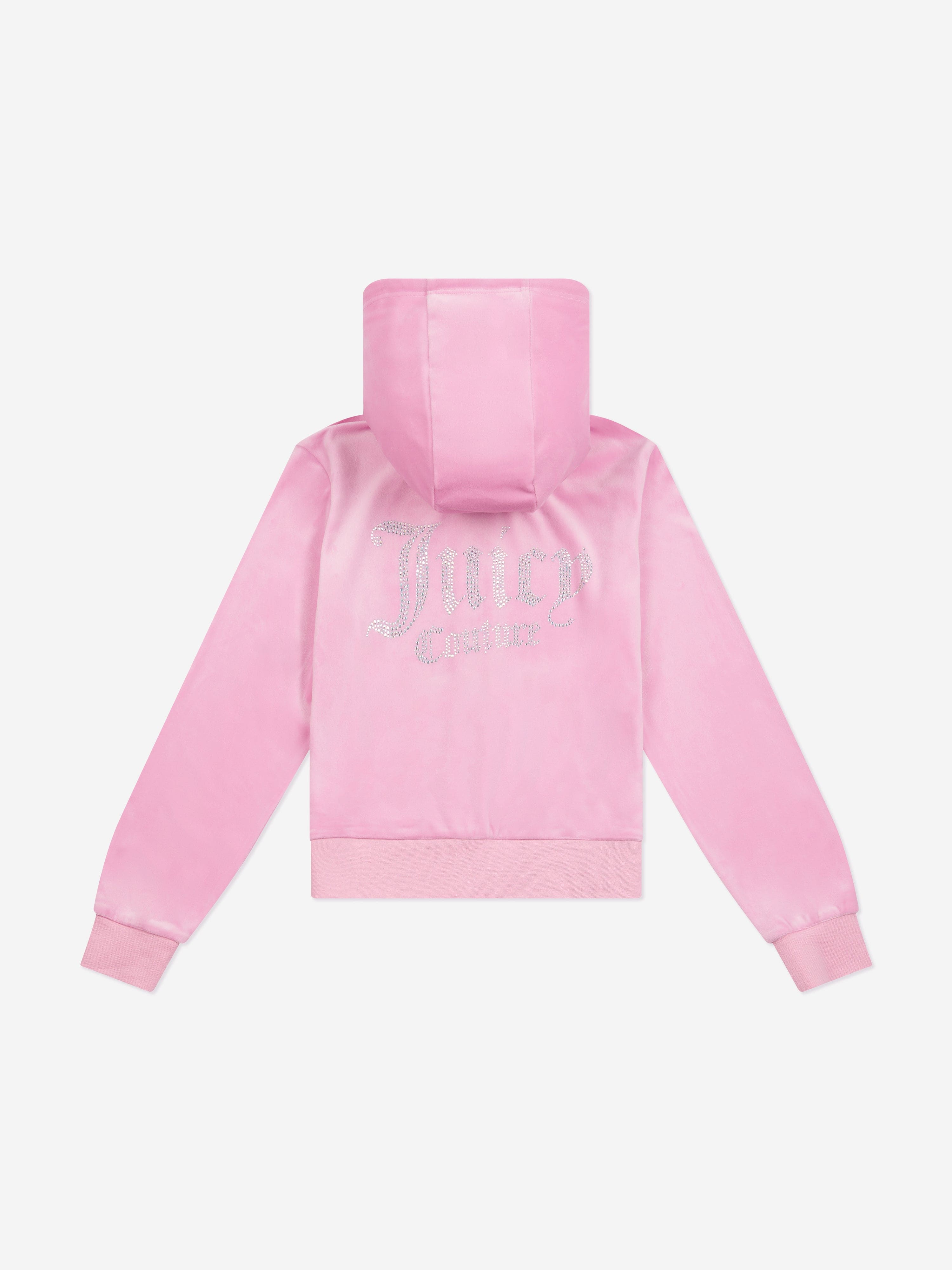 Juicy Couture Girls Diamante Logo Zip Up Top in Pink
