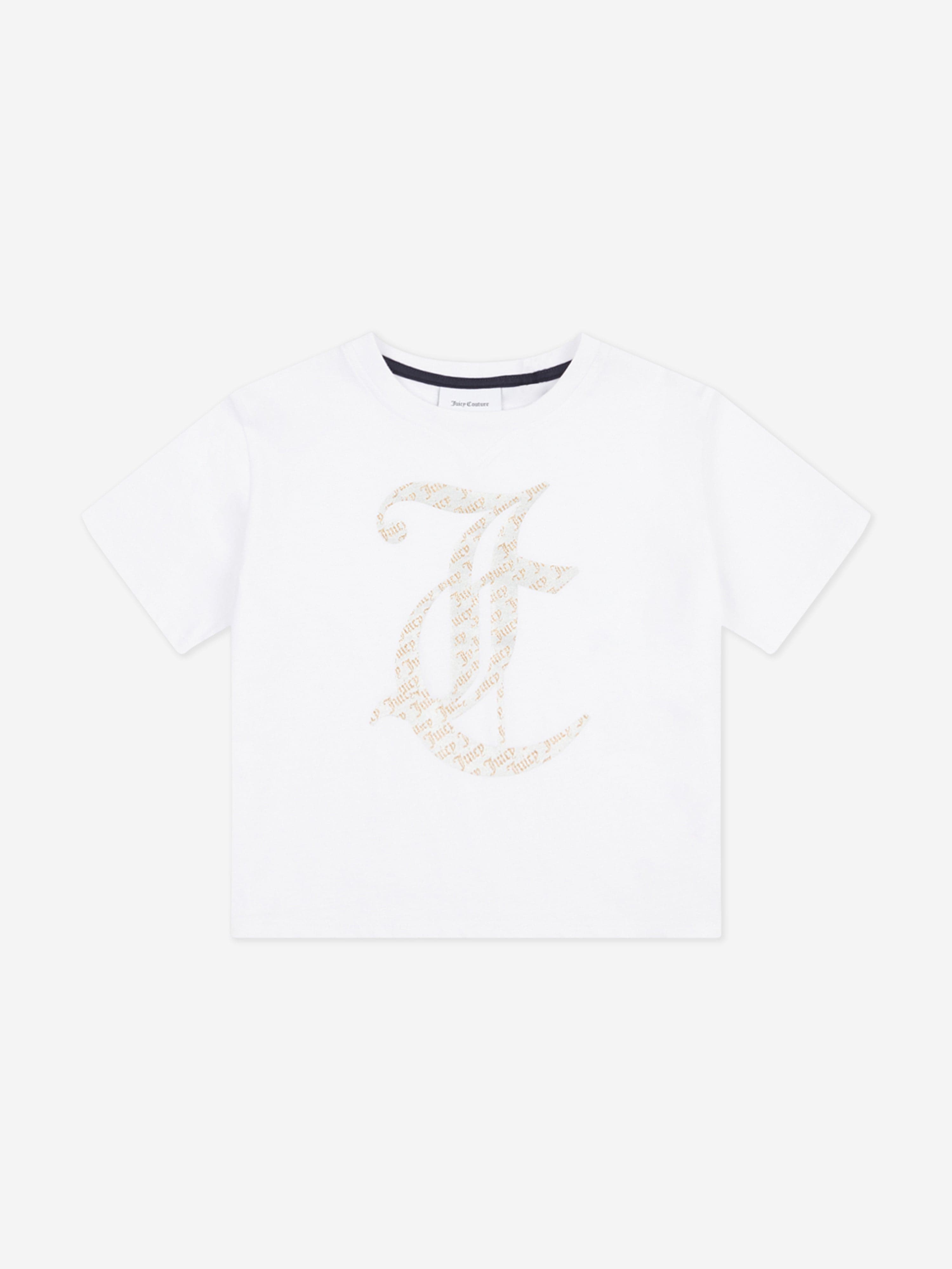 Girls Boxy T-Shirt and Velour Popper Shorts Set in Navy
