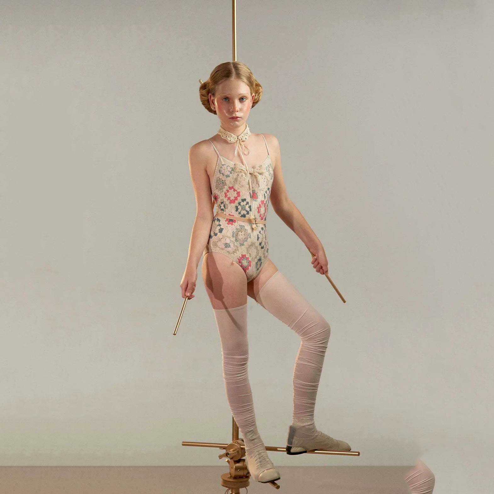 Girls Green Tea"GRANNY SQUARE"Ballet Onesies(J251LE04VL/green tea)