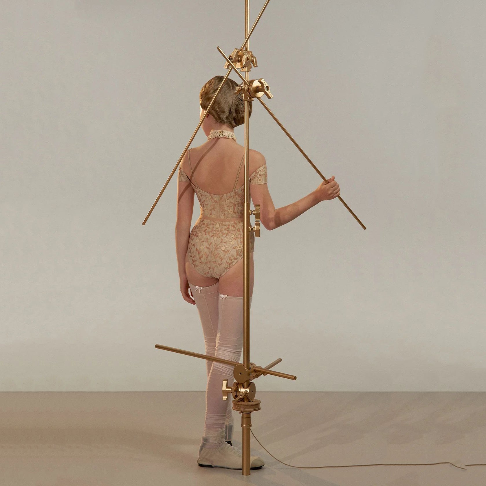 Girls Beige"ROSEWOOD INTARSIA"Ballet Onesies(J251LE24VL/pine)