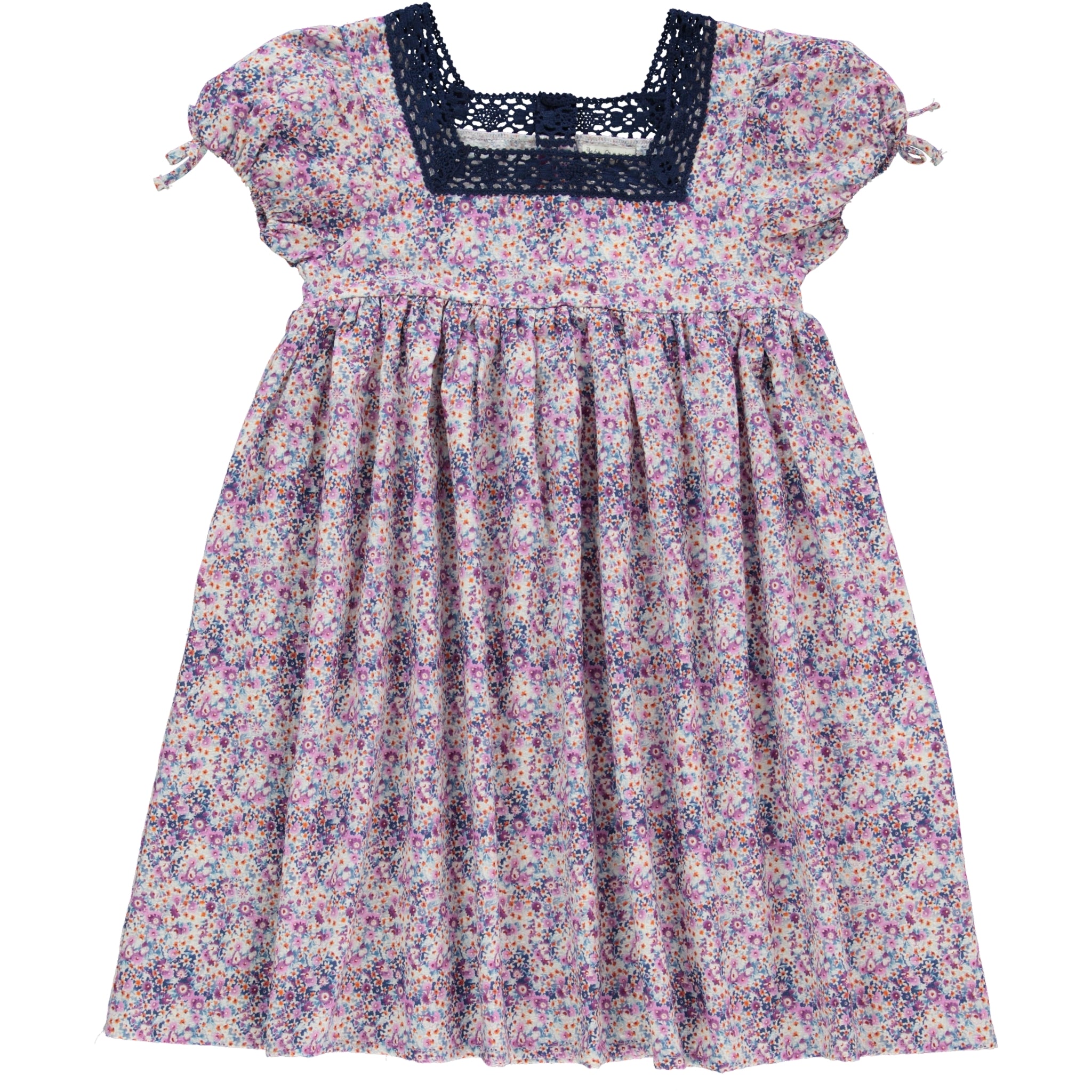 Girls Purple Floral Cotton Dress