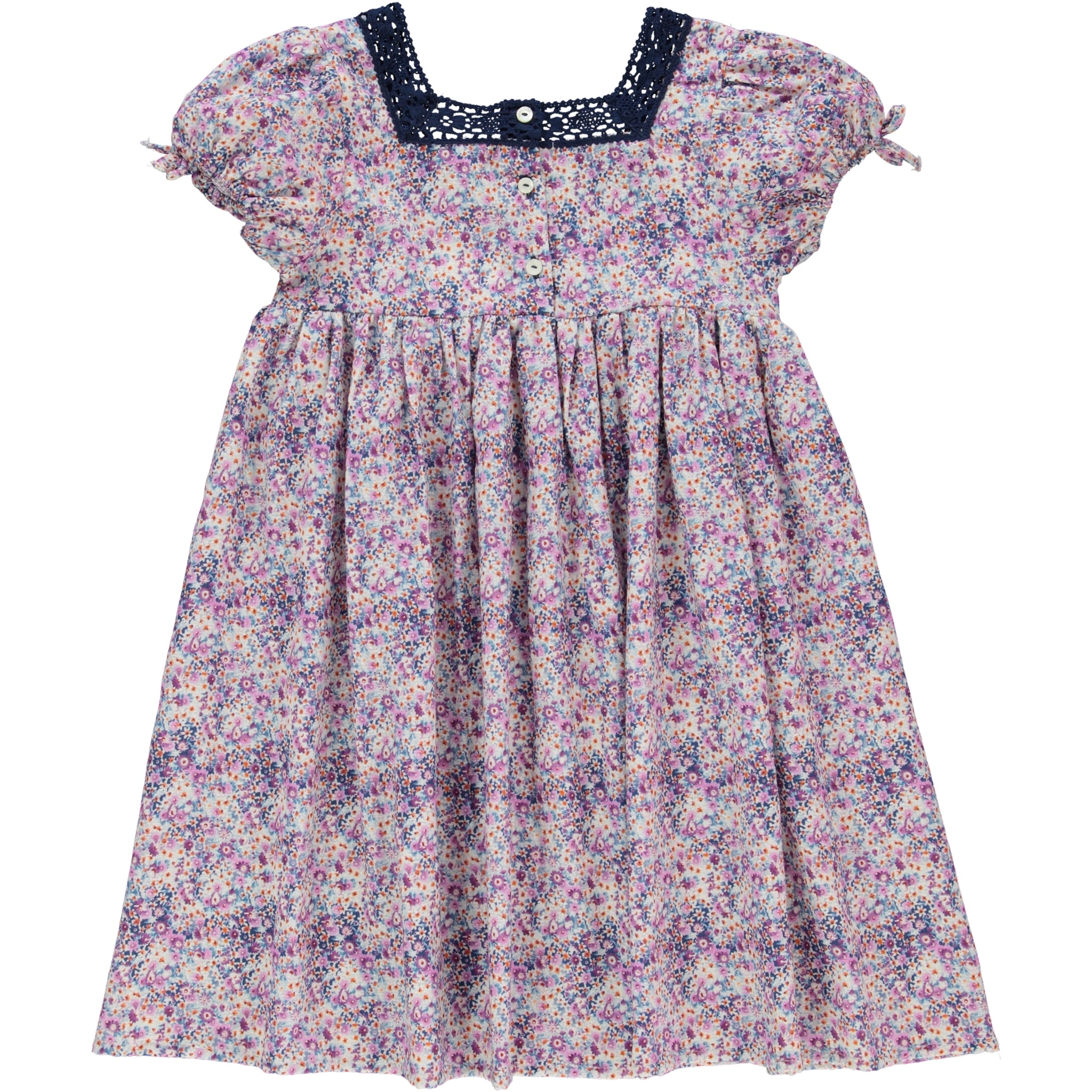 Girls Purple Floral Cotton Dress