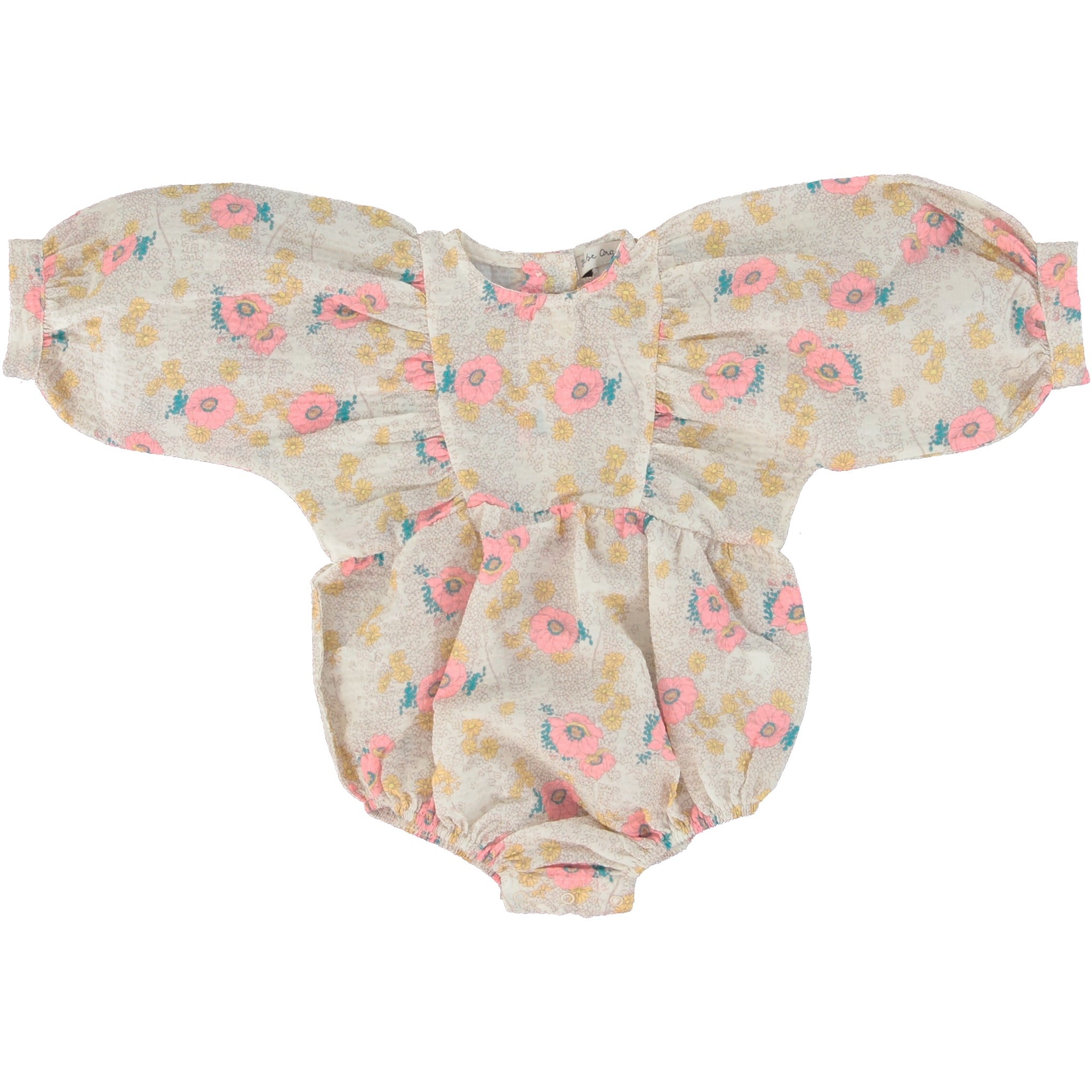 Baby Girls Beige Flowers Cotton Babysuit