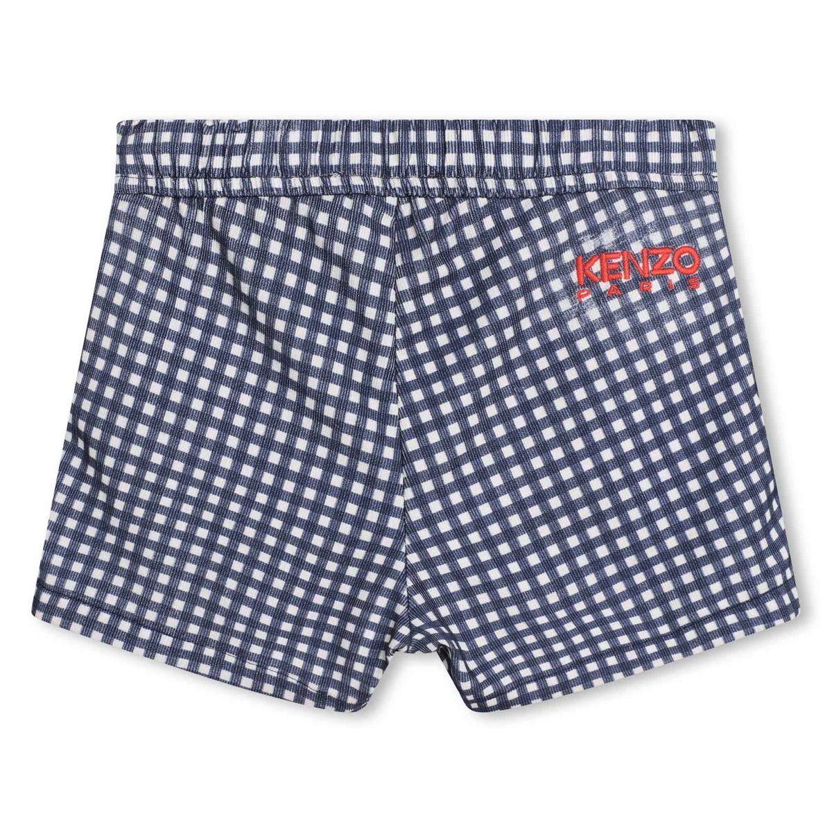 Girls Blue Check Cotton Shorts