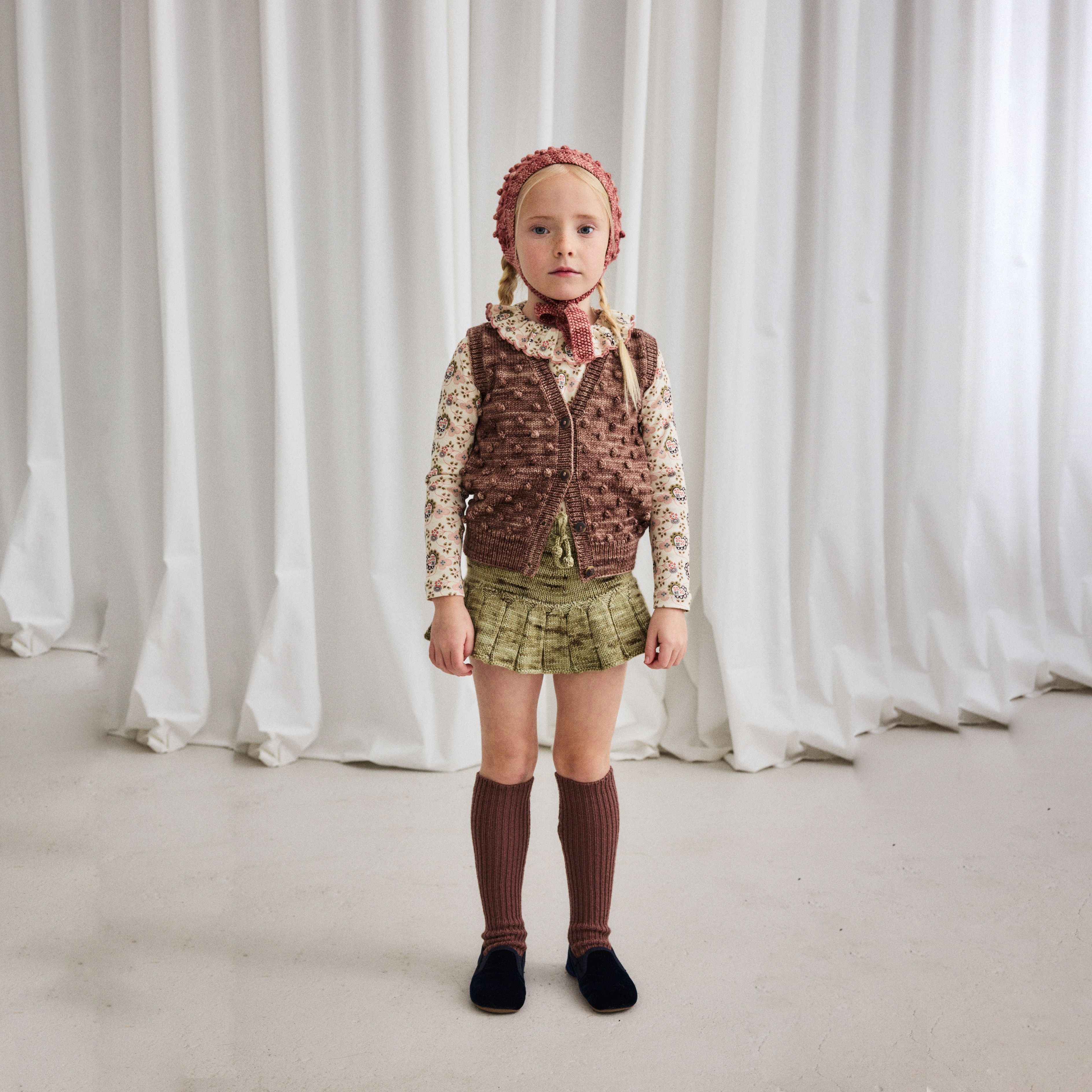 Girls Green Wool Skirt