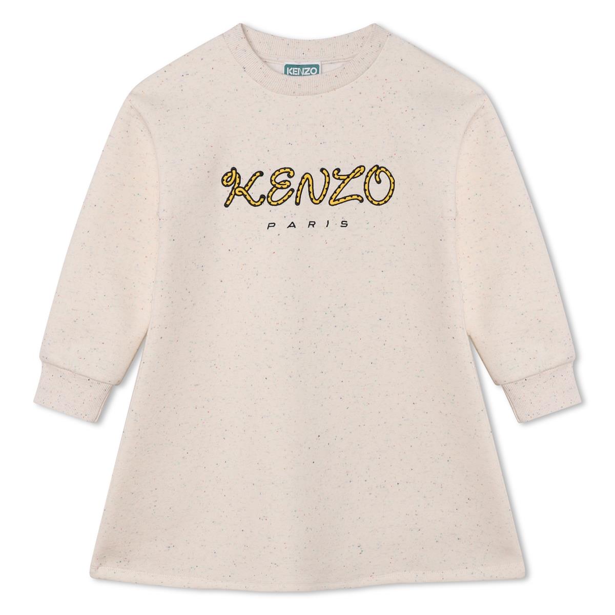 Girls Beige Logo Cotton Dress