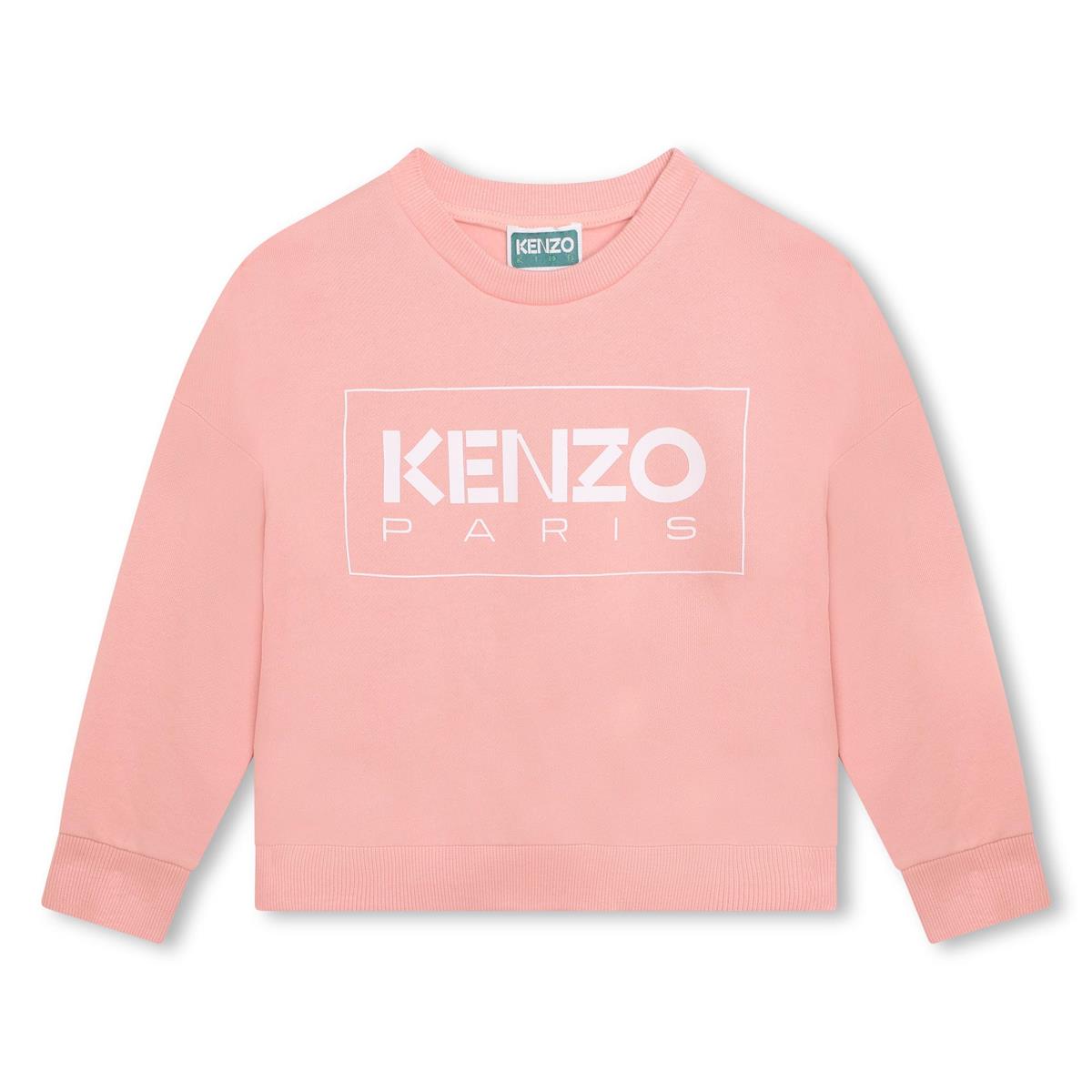 Girls Pink Logo Cotton Sweatshirt
