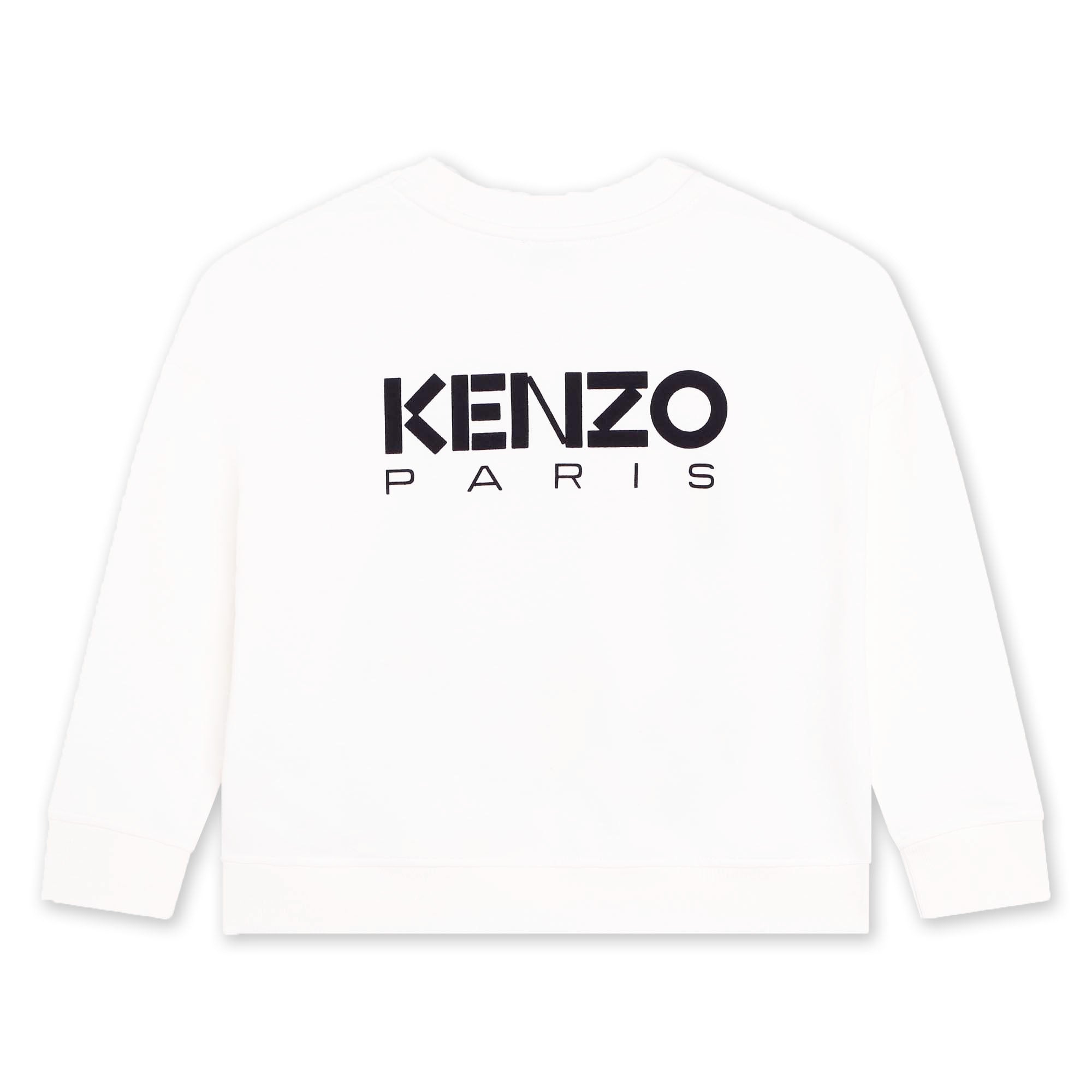 Girls White Flower Cotton Sweatshirt