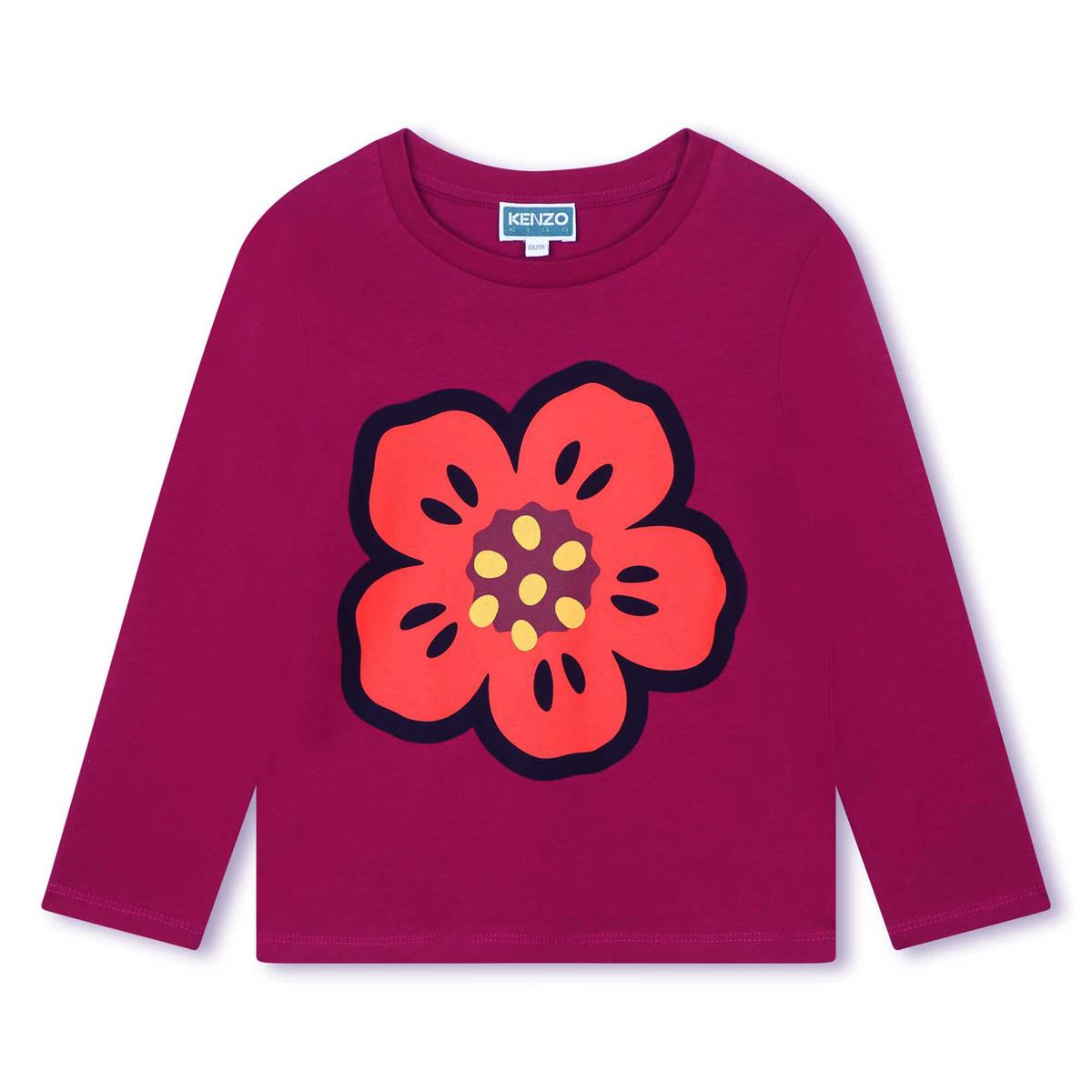 Girls Violet Flower Cotton T-Shirt