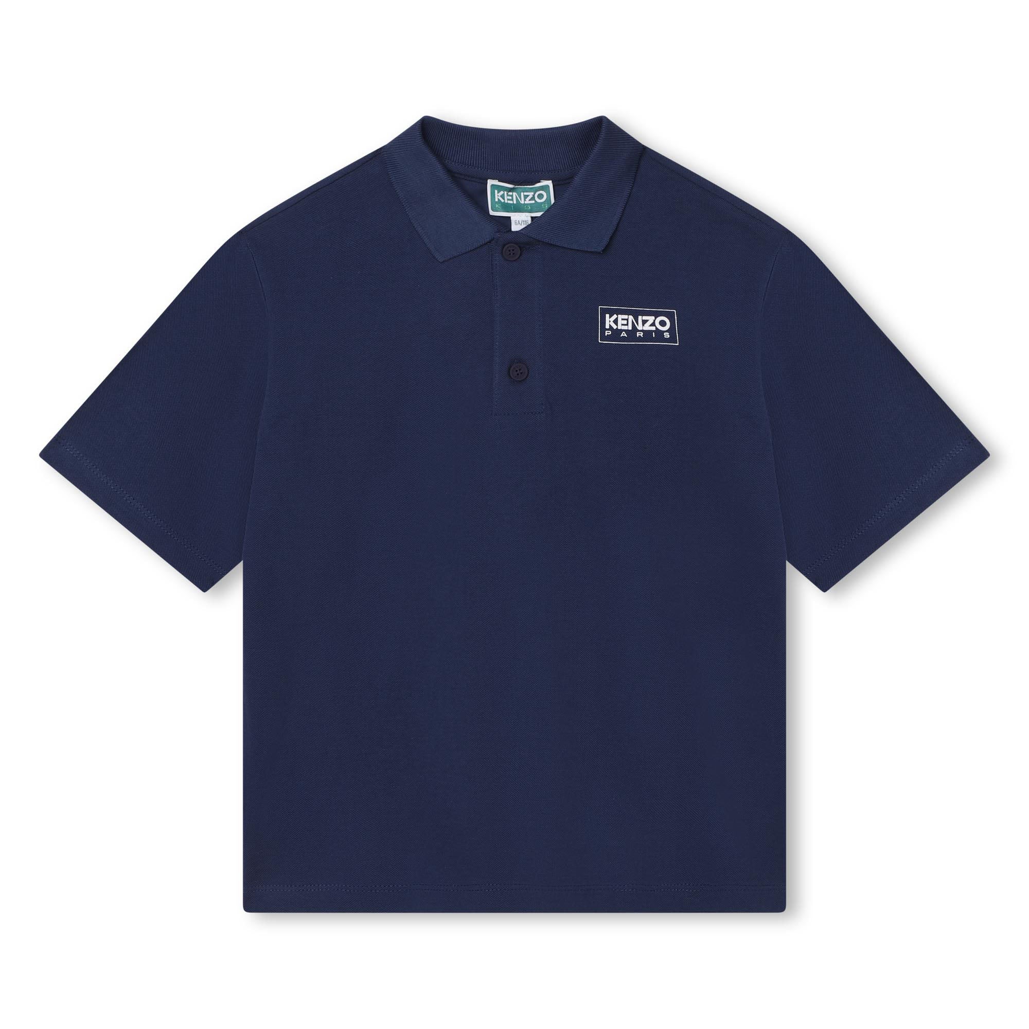 Boys Navy Logo Cotton Polo Shirt