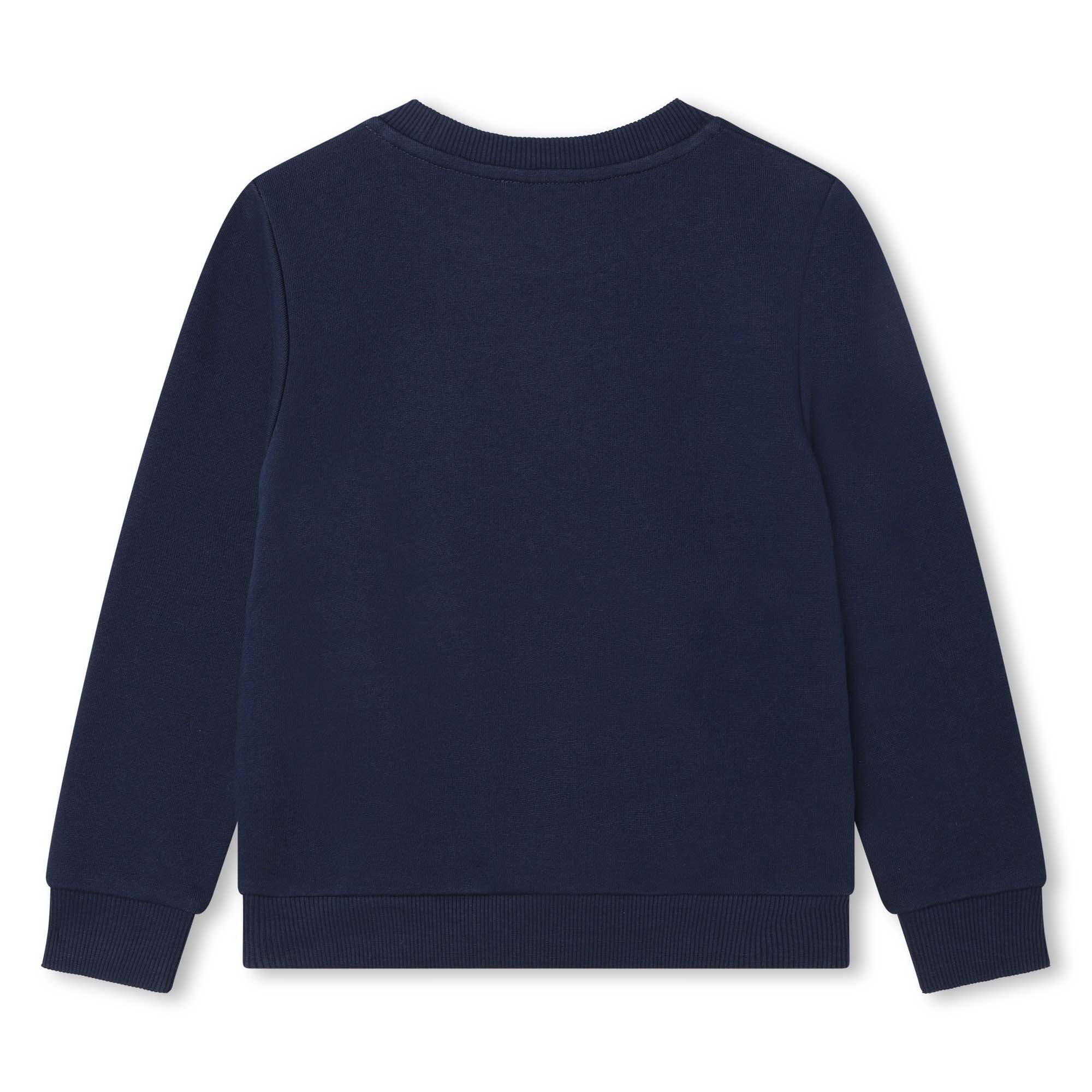 Boys Navy Logo Cotton Sweatshirt