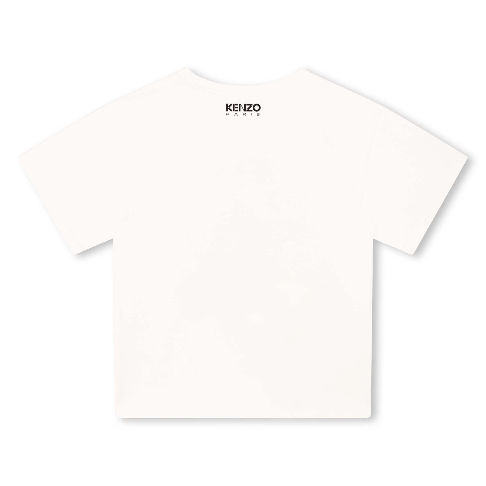 Boys White Flower Cotton T-Shirt