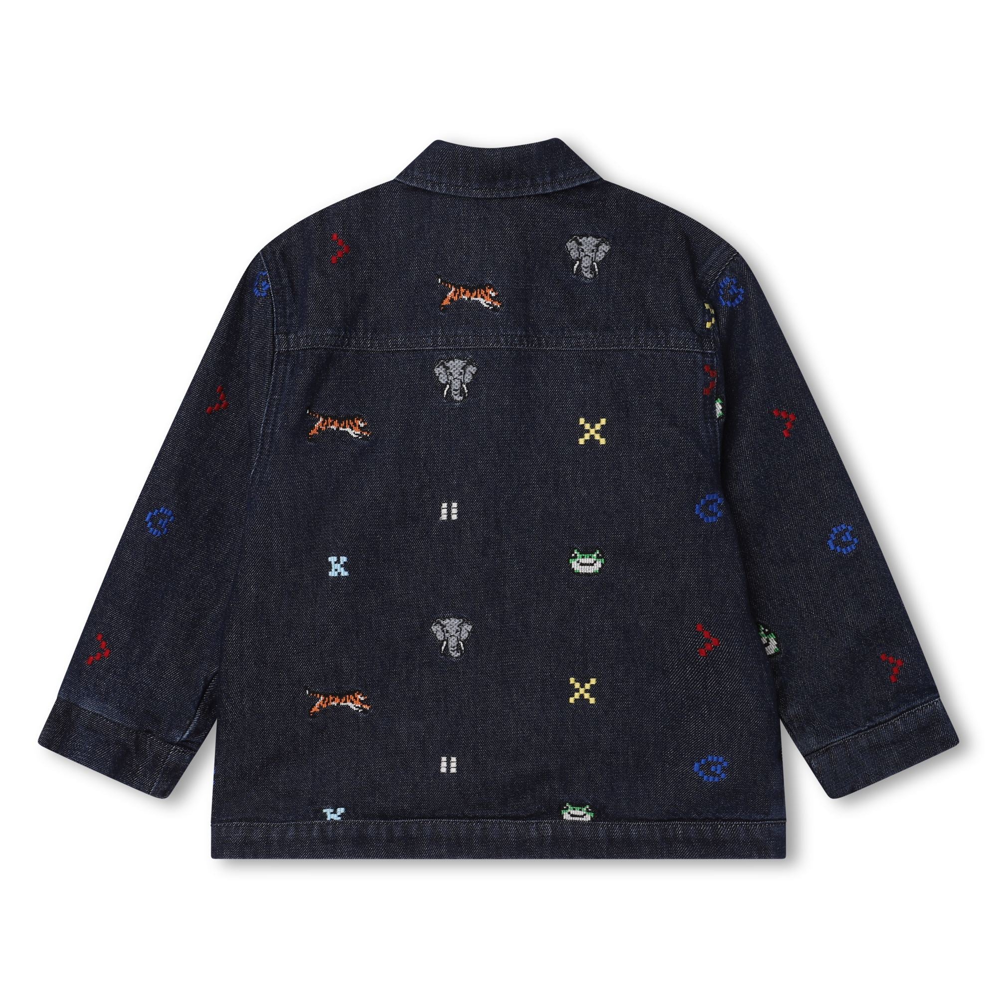 Boys Black Embroidered Denim Jacket