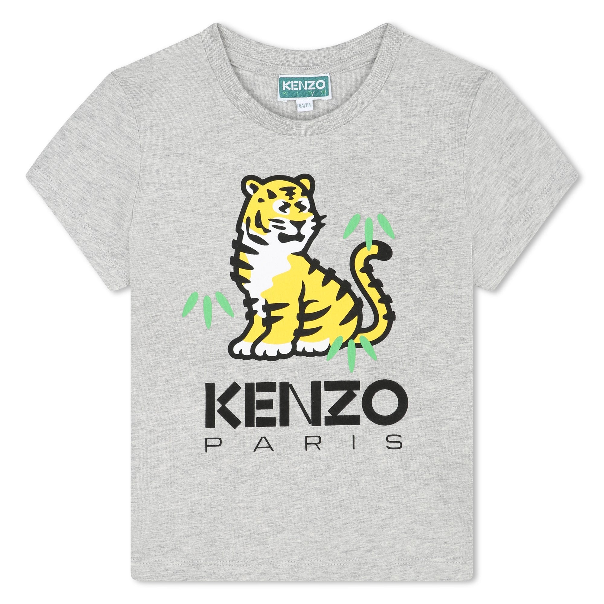 Girls Grey Printed Cotton T-Shirt