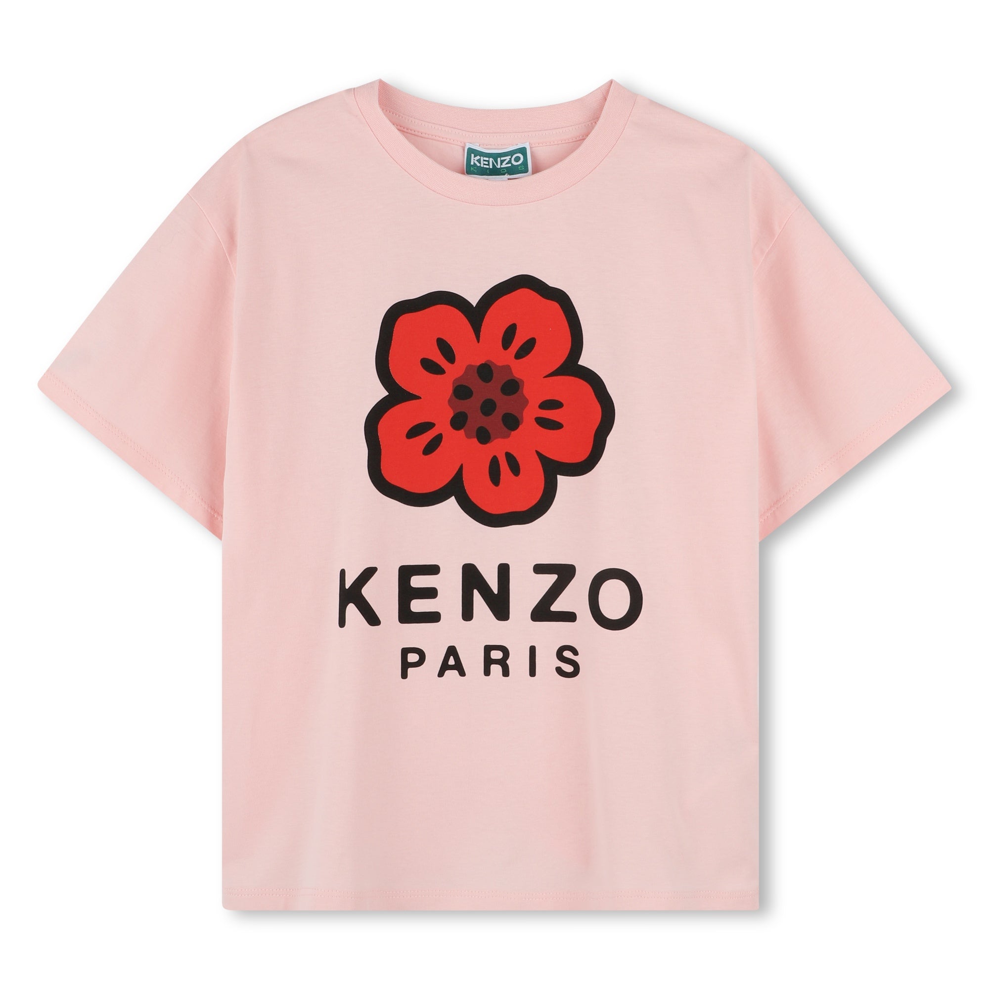 Girls Pink Print Logo Cotton T-Shirt