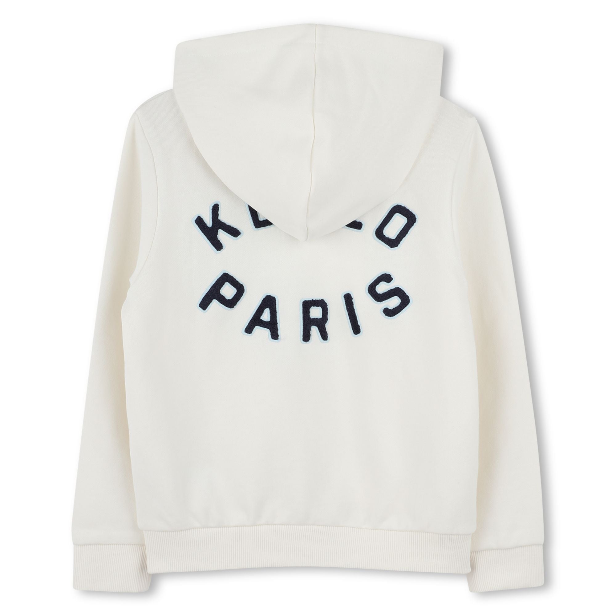 Boys & Girls White Print Logo Cotton Zip-Up Top