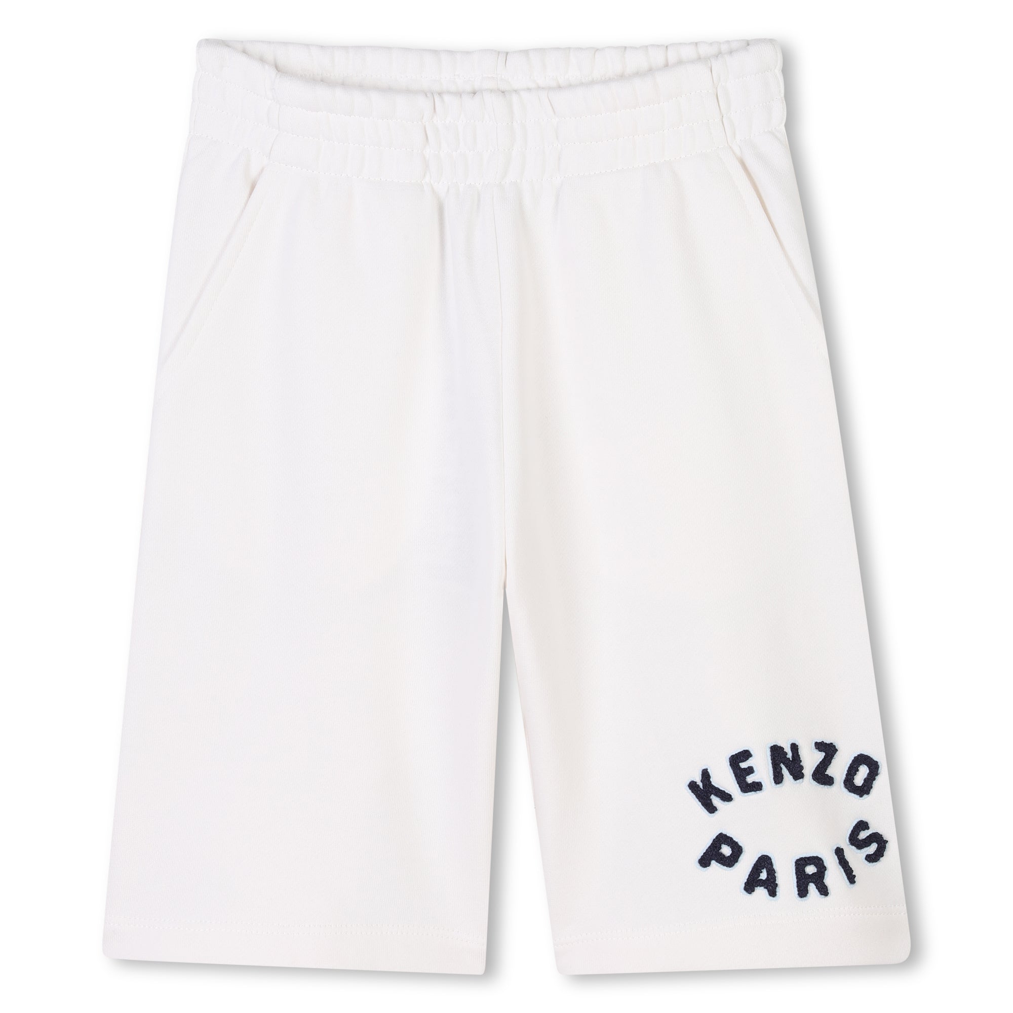 Boys & Girls White Print Logo Cotton Shorts