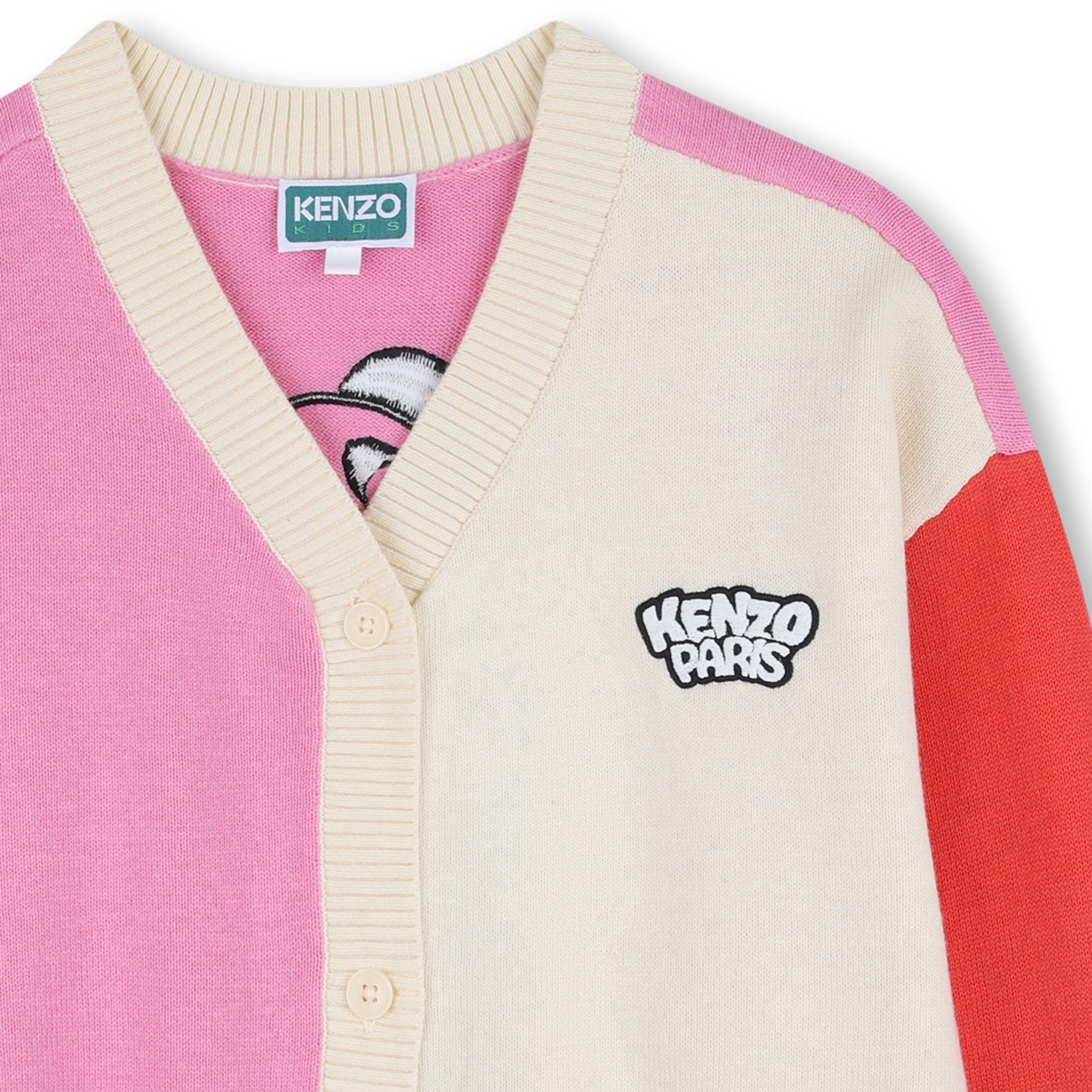 Cardigan en coton tricoté brodé panda et crème glacée multicolore pour filles