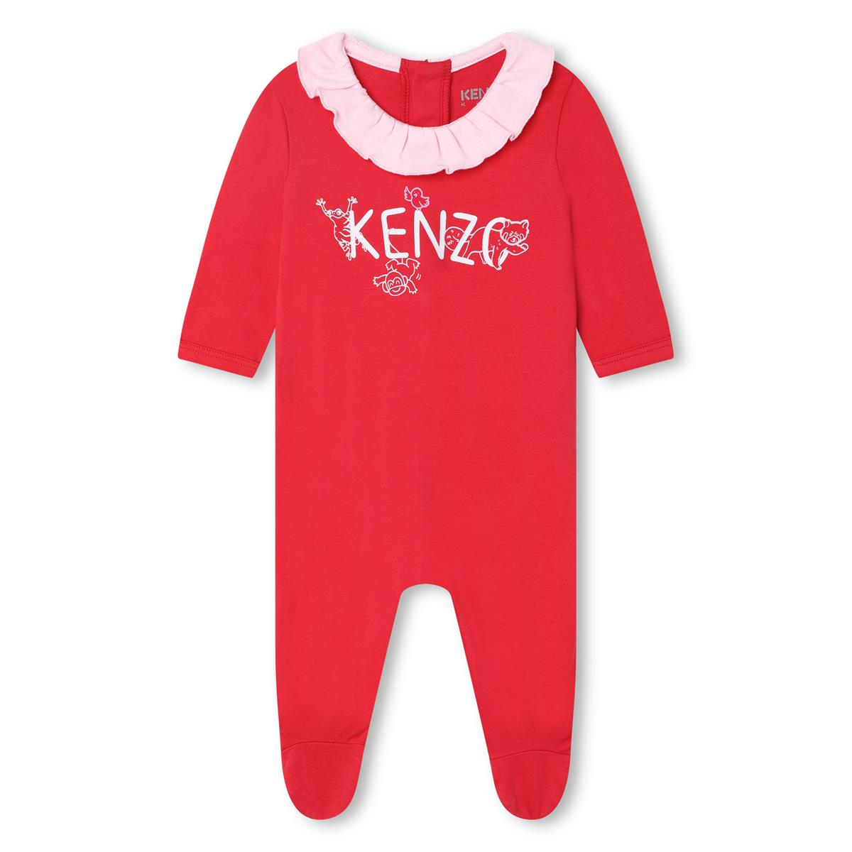 Baby Girls Red Logo Cotton Babysuit