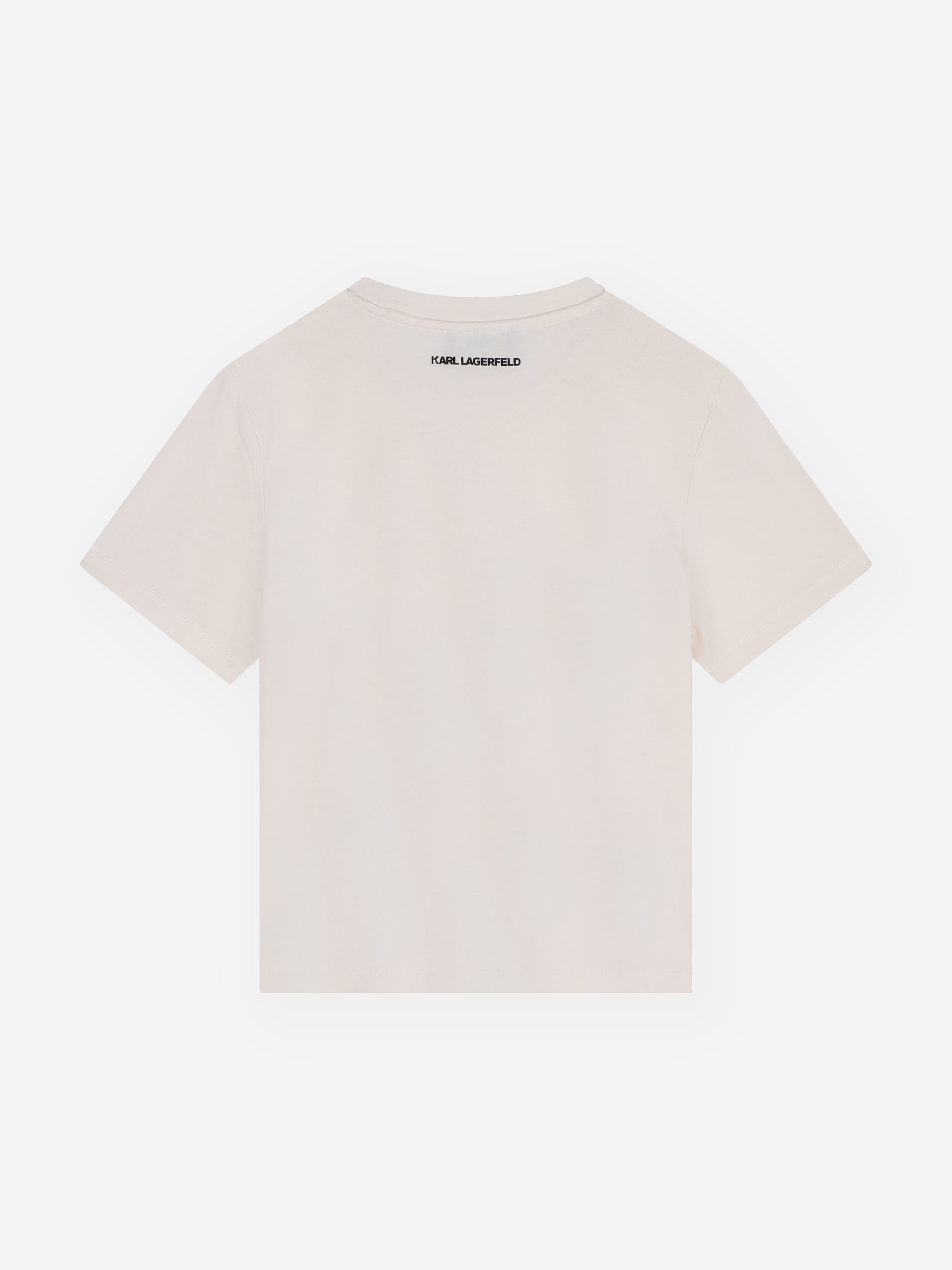 Karl Lagerfeld Girls Choupette Print T-Shirt in Ivory