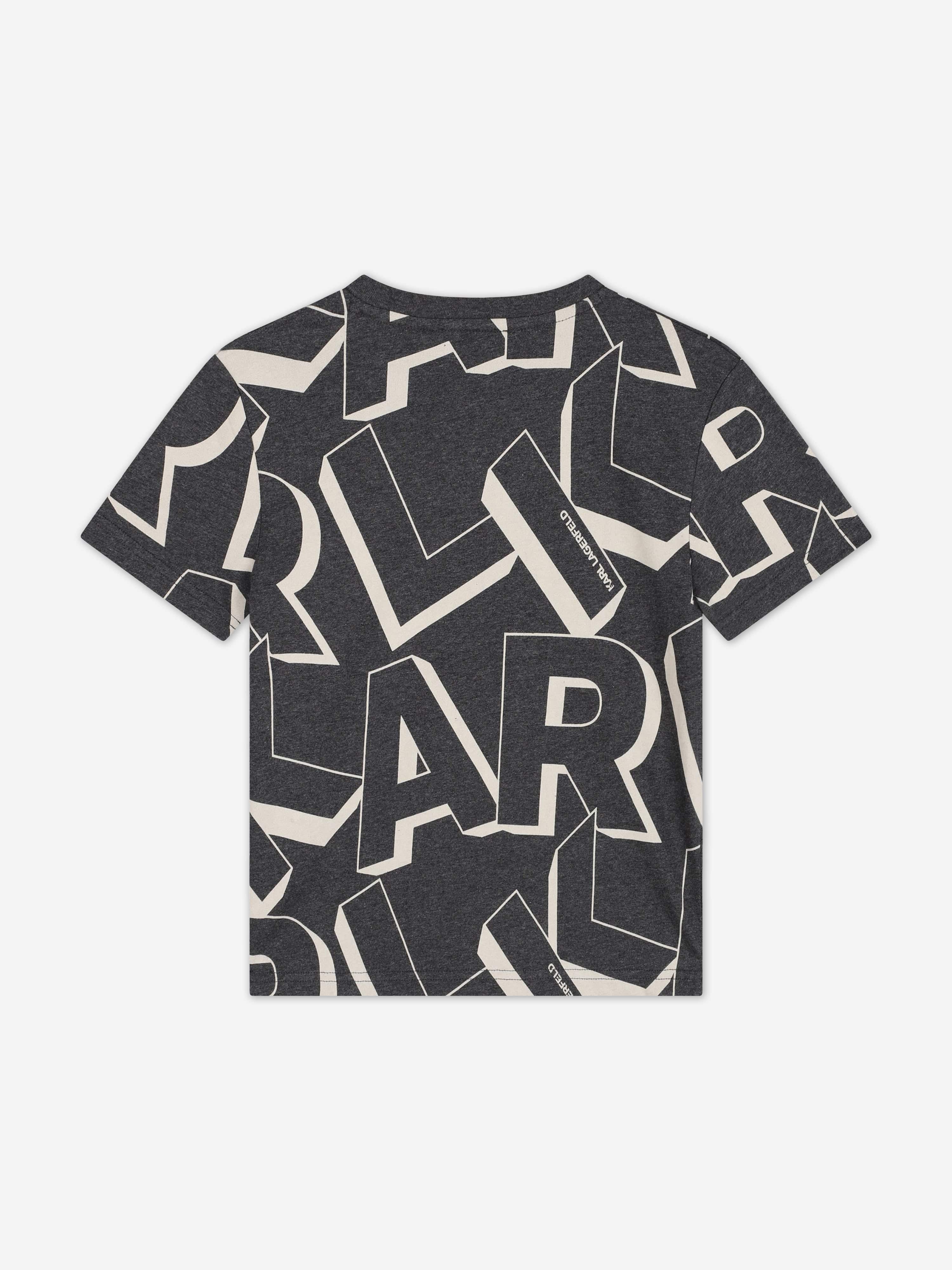 Karl Lagerfeld Boys Logo Print T-Shirt in Grey