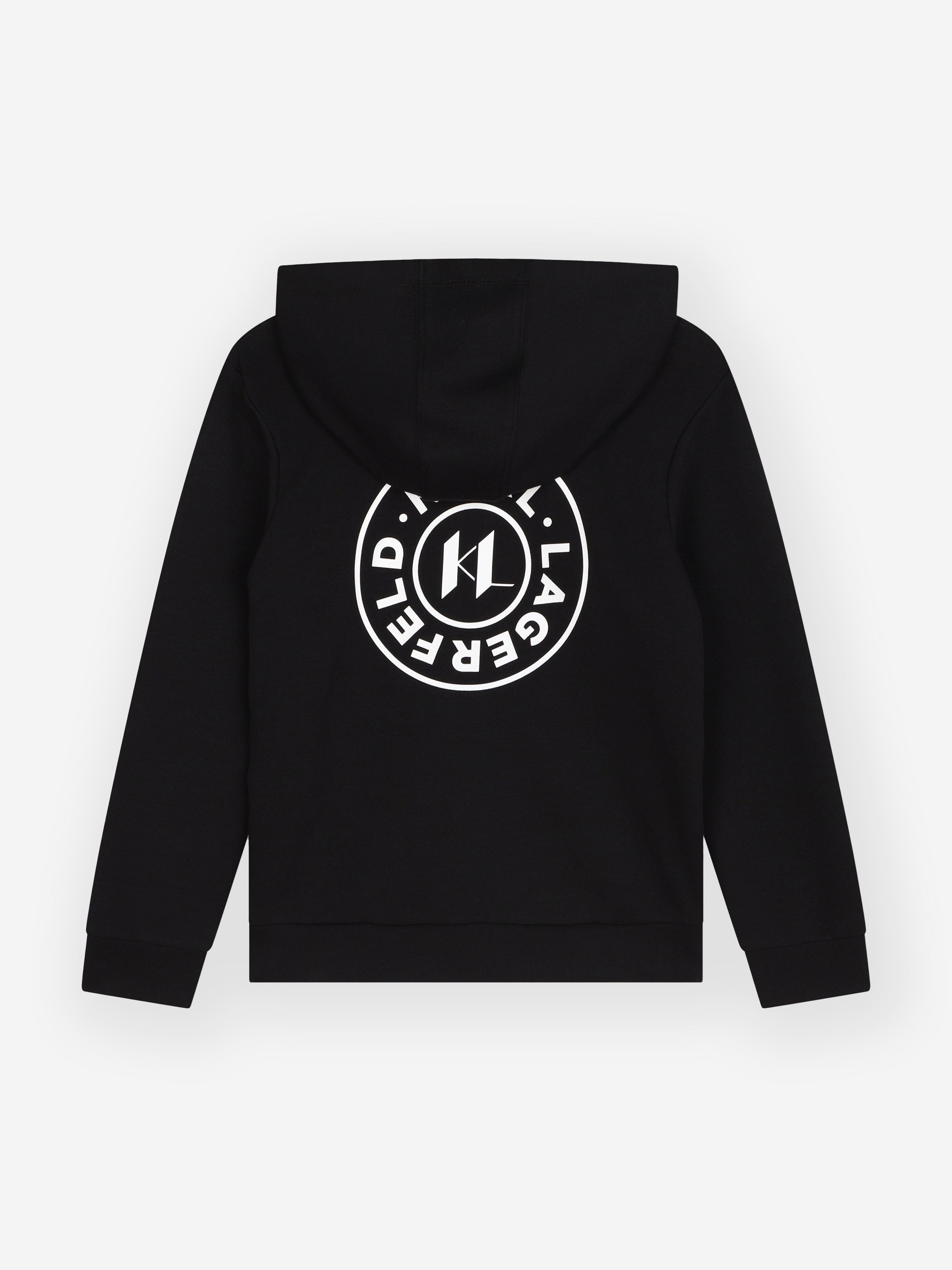 Karl Lagerfeld Boys Logo Zip Up Top in Black