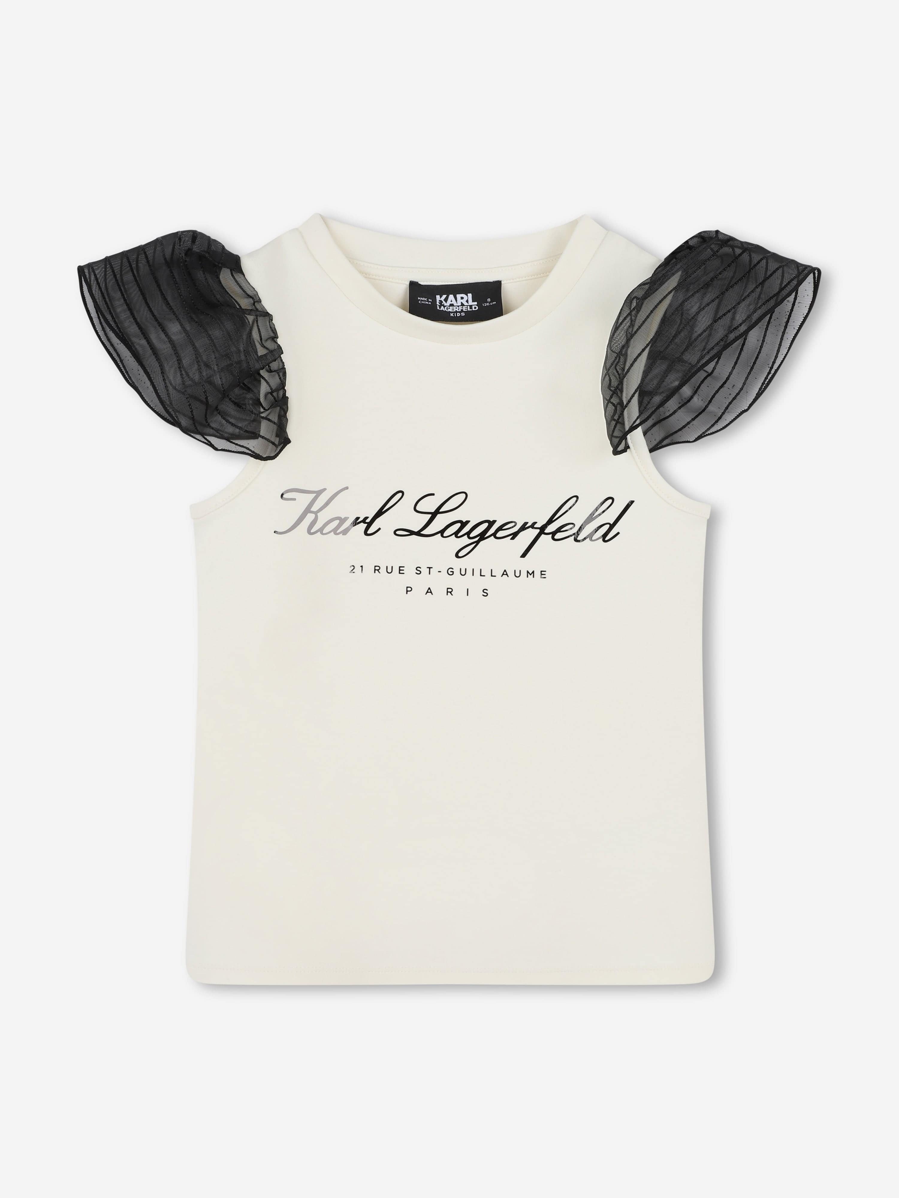 Karl Lagerfeld Girls Logo Print Milano T-Shirt in Multicolour
