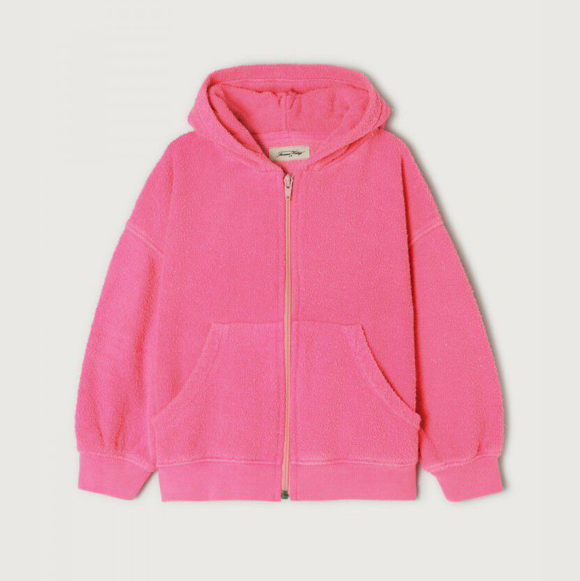 Boys & Girls Pink Cotton Zip-Up Top
