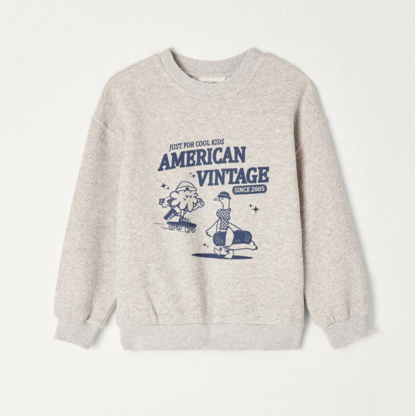 Boys & Girls Grey Printed Cotton Sweatshirt