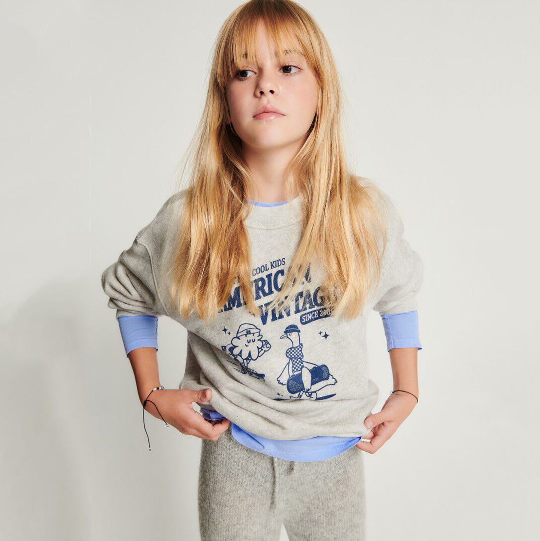 Boys & Girls Grey Printed Cotton Sweatshirt